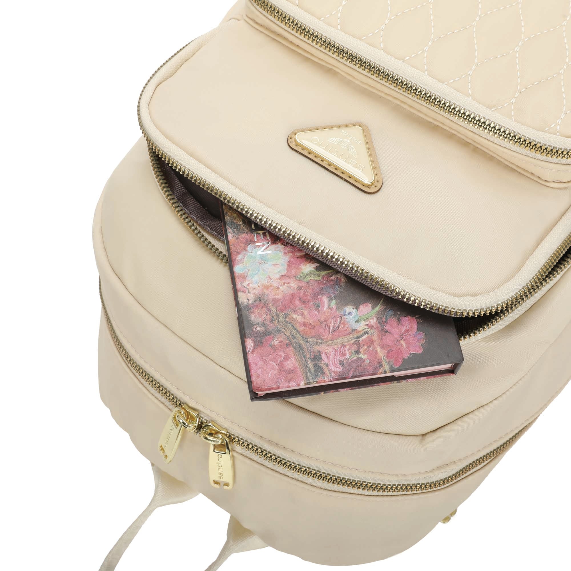 Amarílis Nylon Santino Beige Backpack Bag SAB412U06