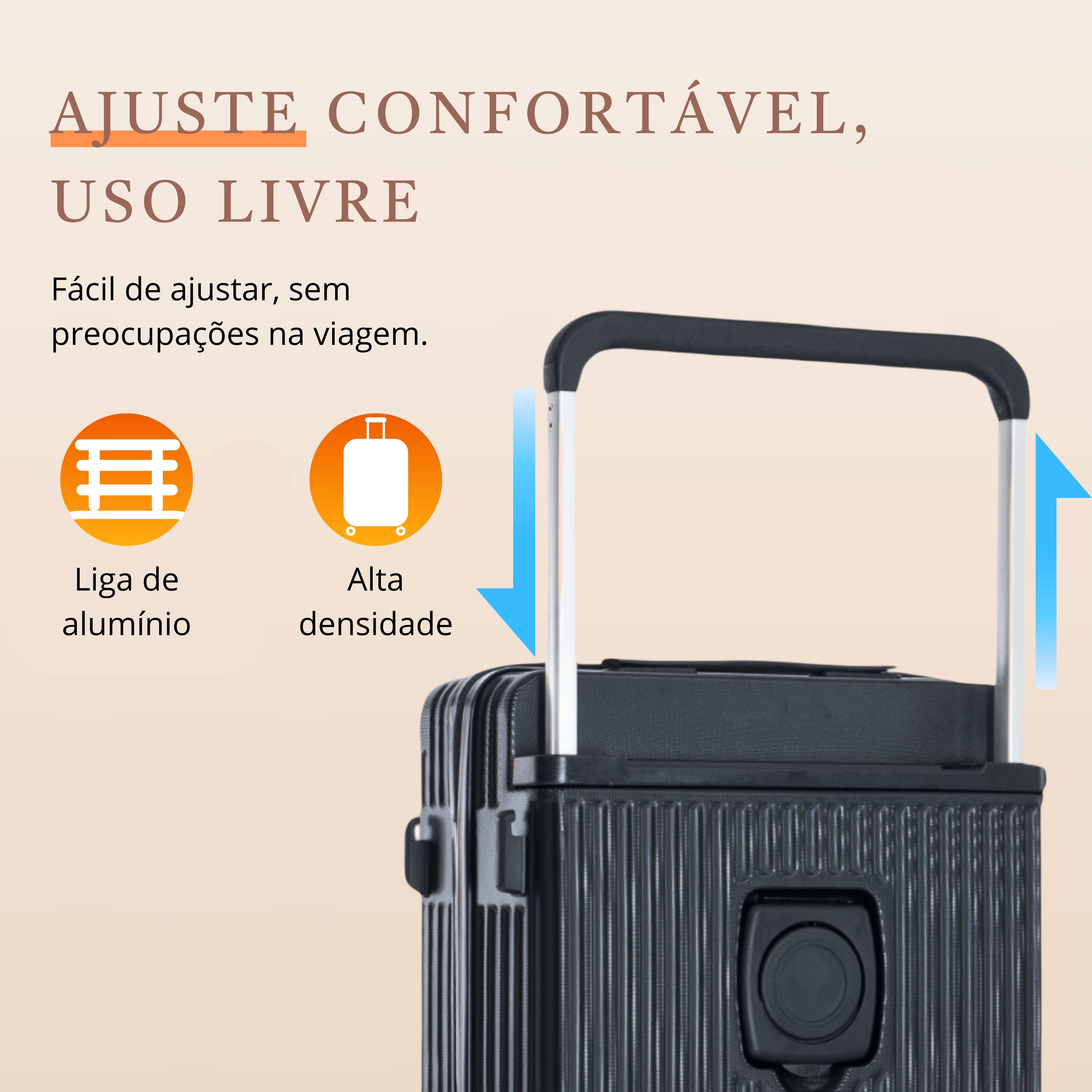 Mala de Bordo Cronos Rígida 360° Santino - ABEV701P - Preto