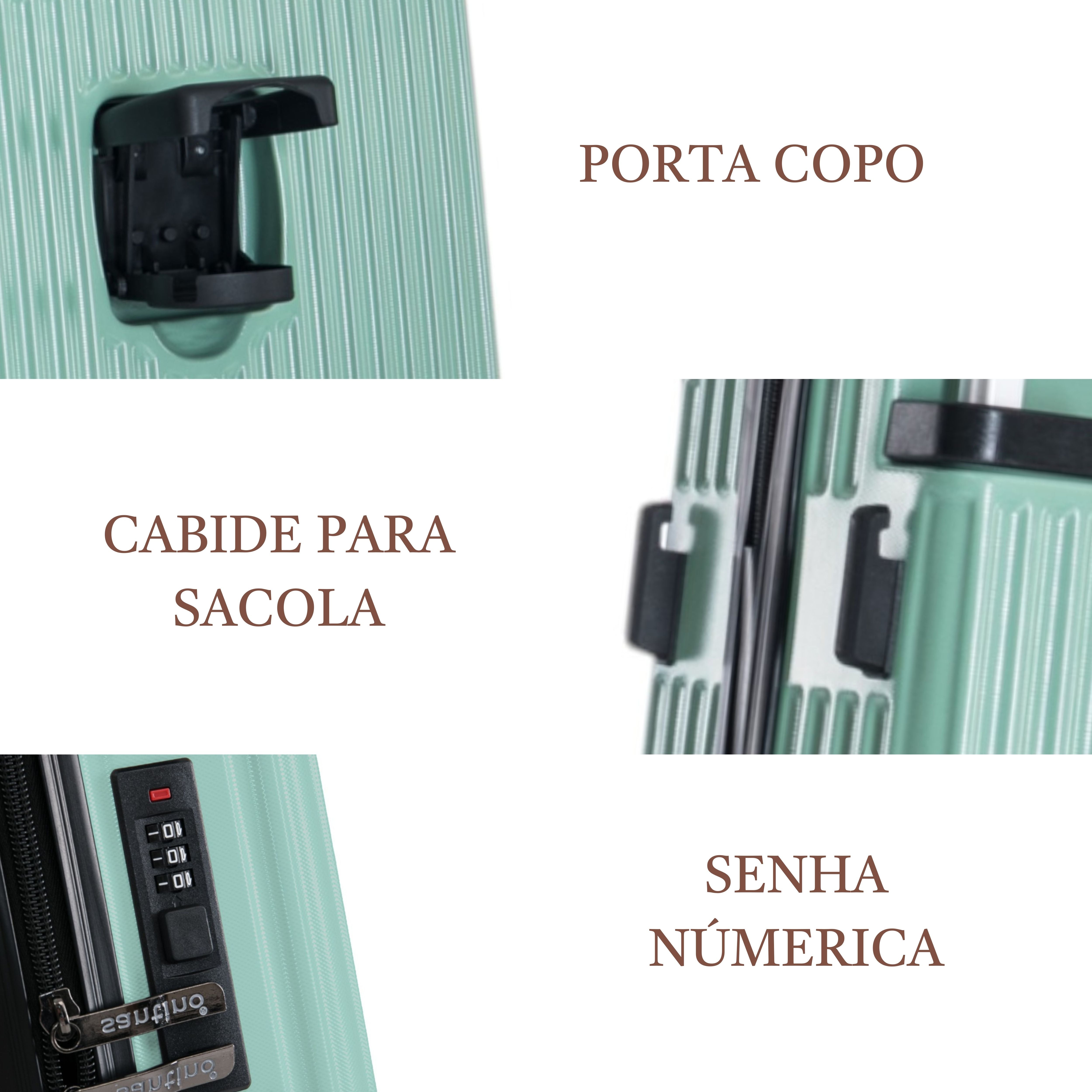 Mala de Bordo Cronos Rígida 360° Santino - ABEV701P - Pistache