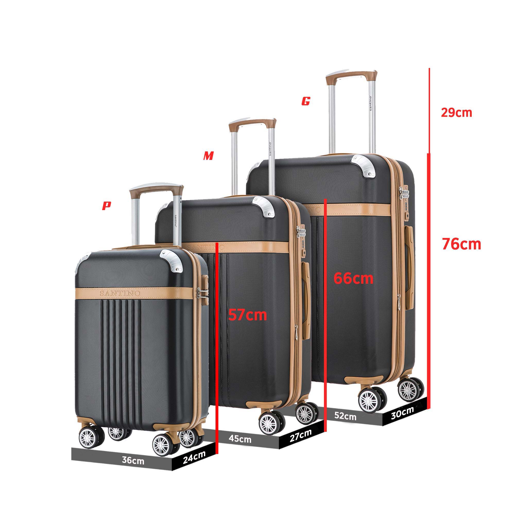 Santino Athena 3-Piece Rigid 360º Luggage Set - BGV182J