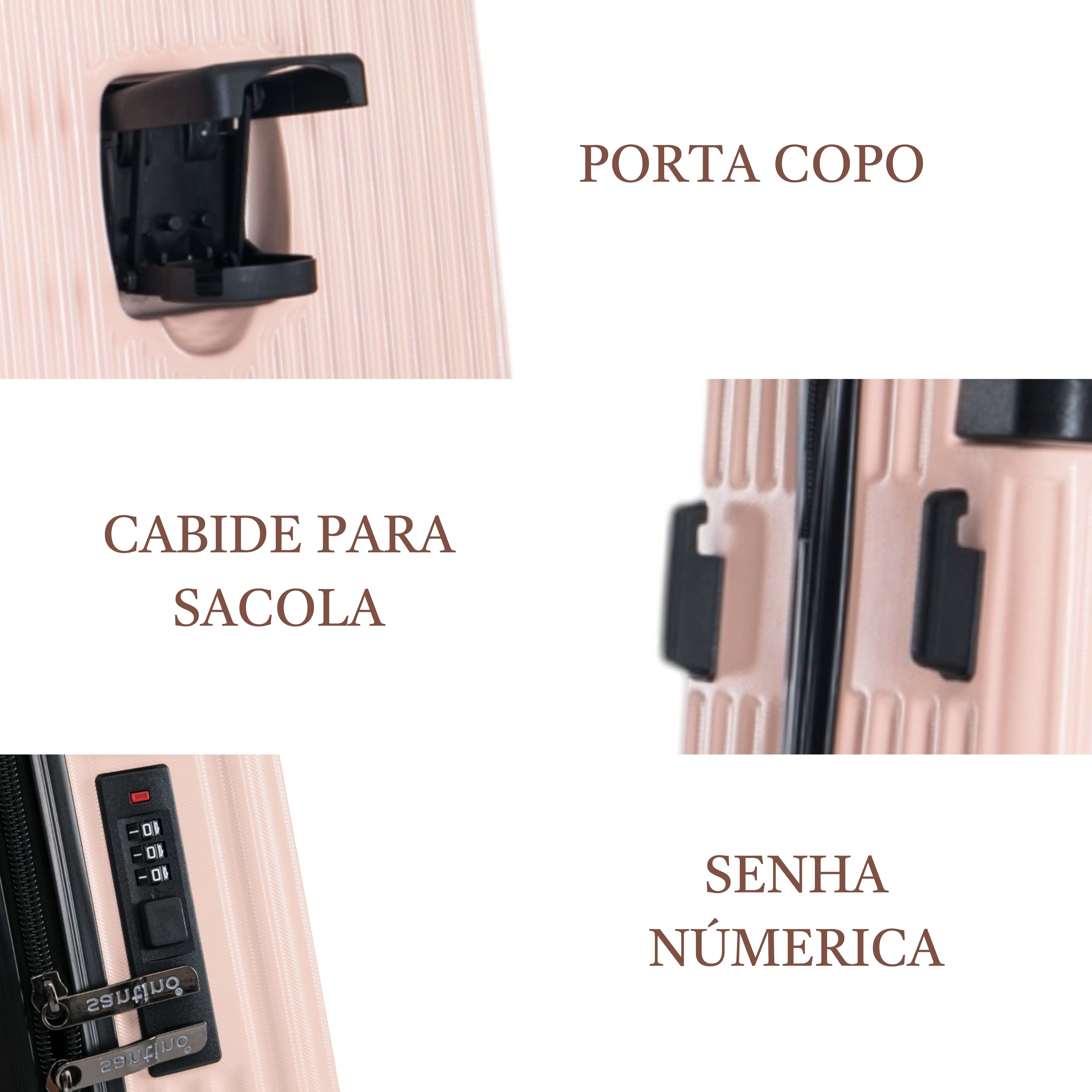 Mala de Bordo Cronos Rígida 360° Santino - ABEV701P - Salmão