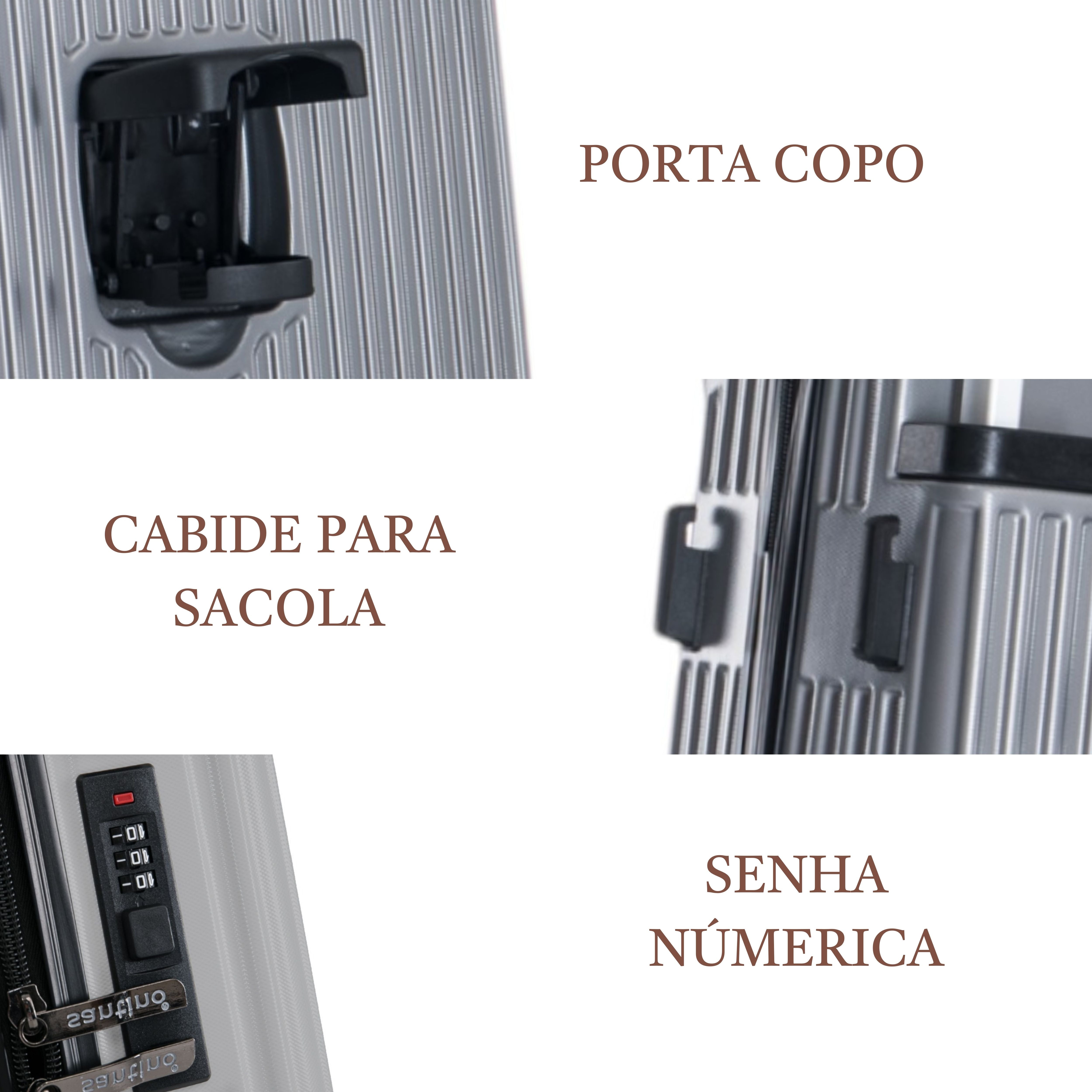 Mala de Bordo Cronos Rígida 360° Santino - ABEV701P - Cinza