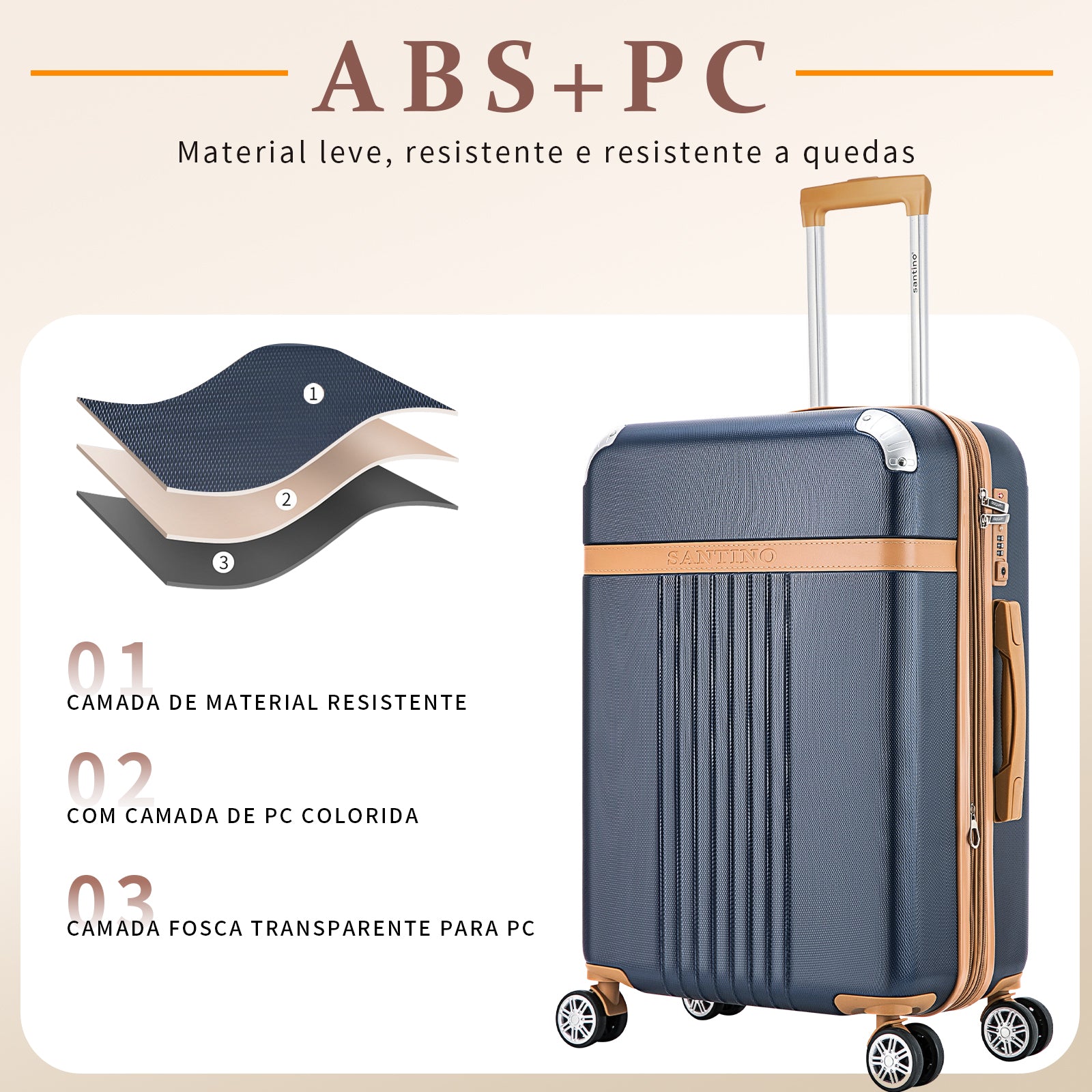 Santino Athena 3-Piece Rigid 360º Luggage Set - BGV182J