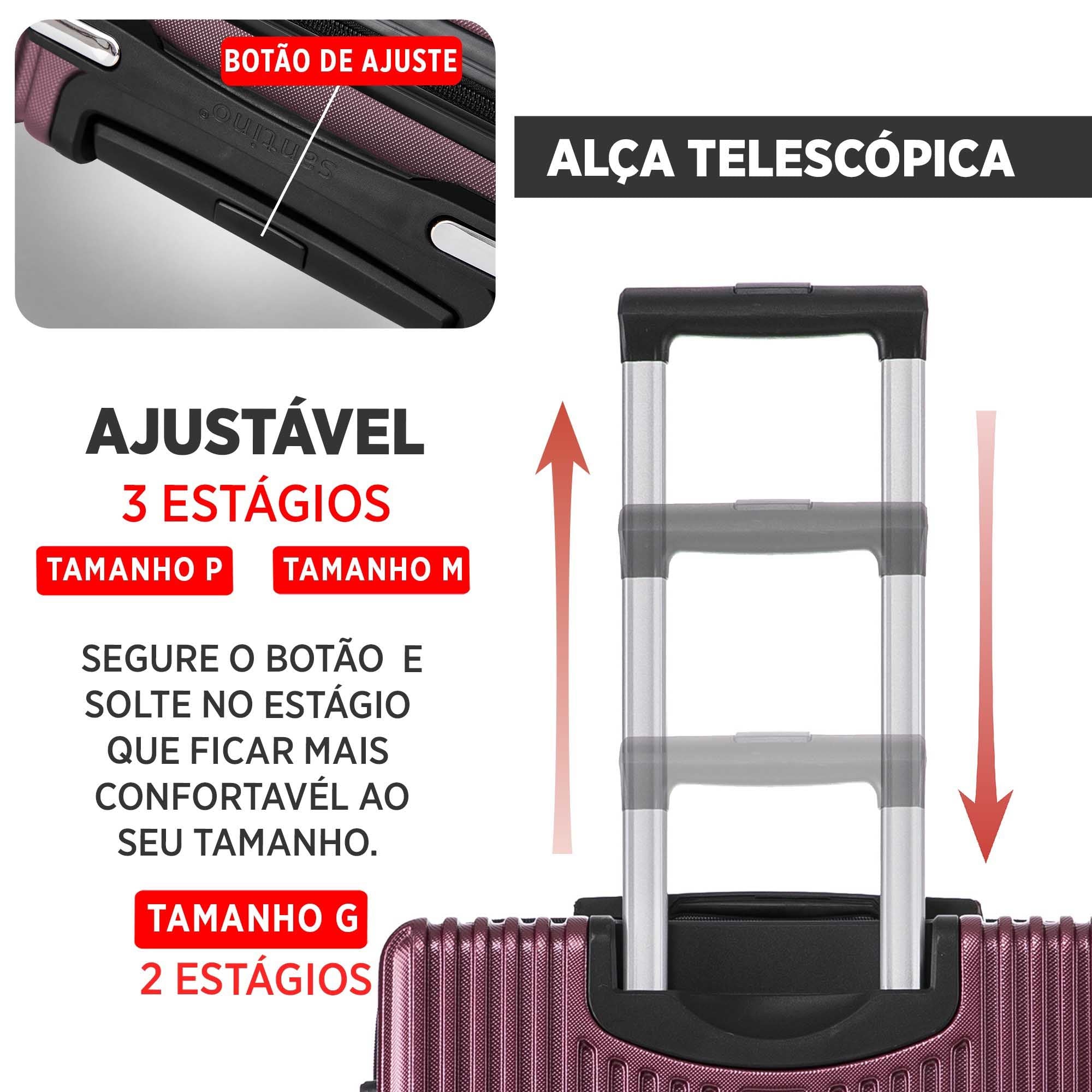 Santino AMZV204P Dublin Rigid Carry-On Suitcase with 4 Double Wheels