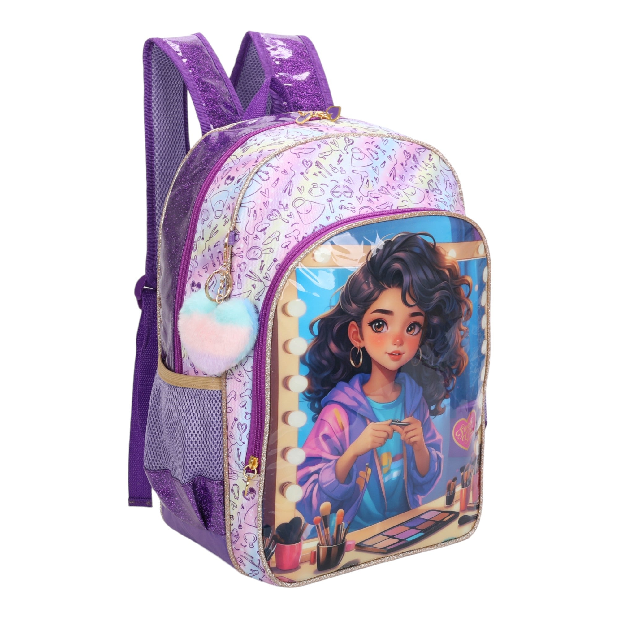 Mochila Infantil Sweet Girl Makeup by Santino Poliéster SGM24U Lílas