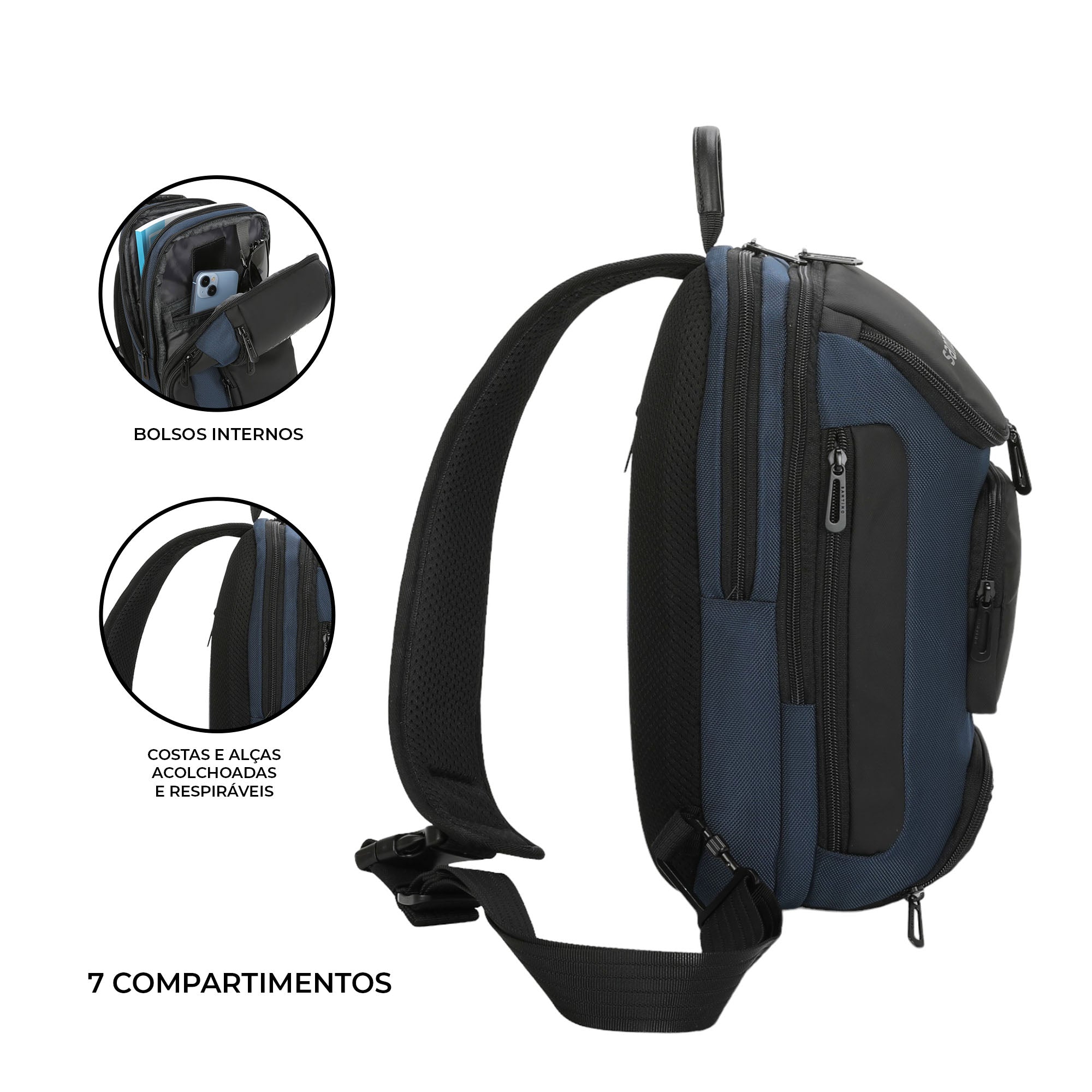 Quinn by Santino Oxford Crossbody Backpack Blue M SAN275U