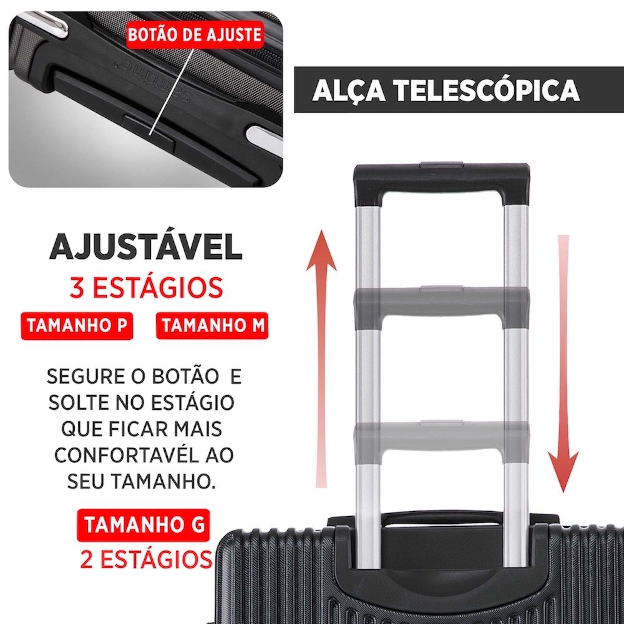 Santino AMZV204P Dublin Rigid Carry-On Suitcase with 4 Double Wheels
