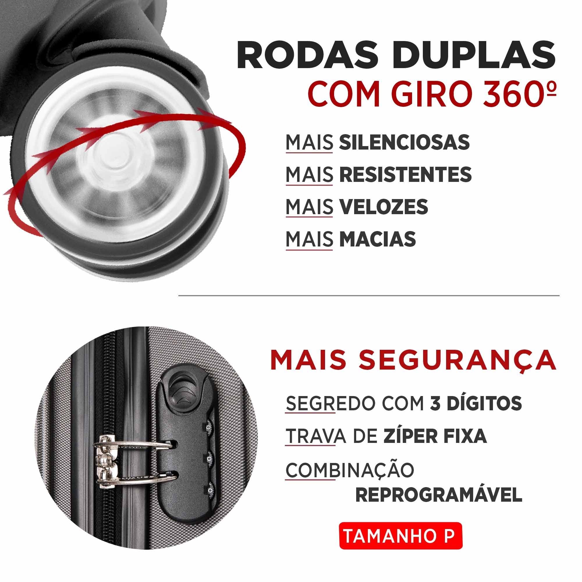 Santino AMZV204P Dublin Rigid Carry-On Suitcase with 4 Double Wheels