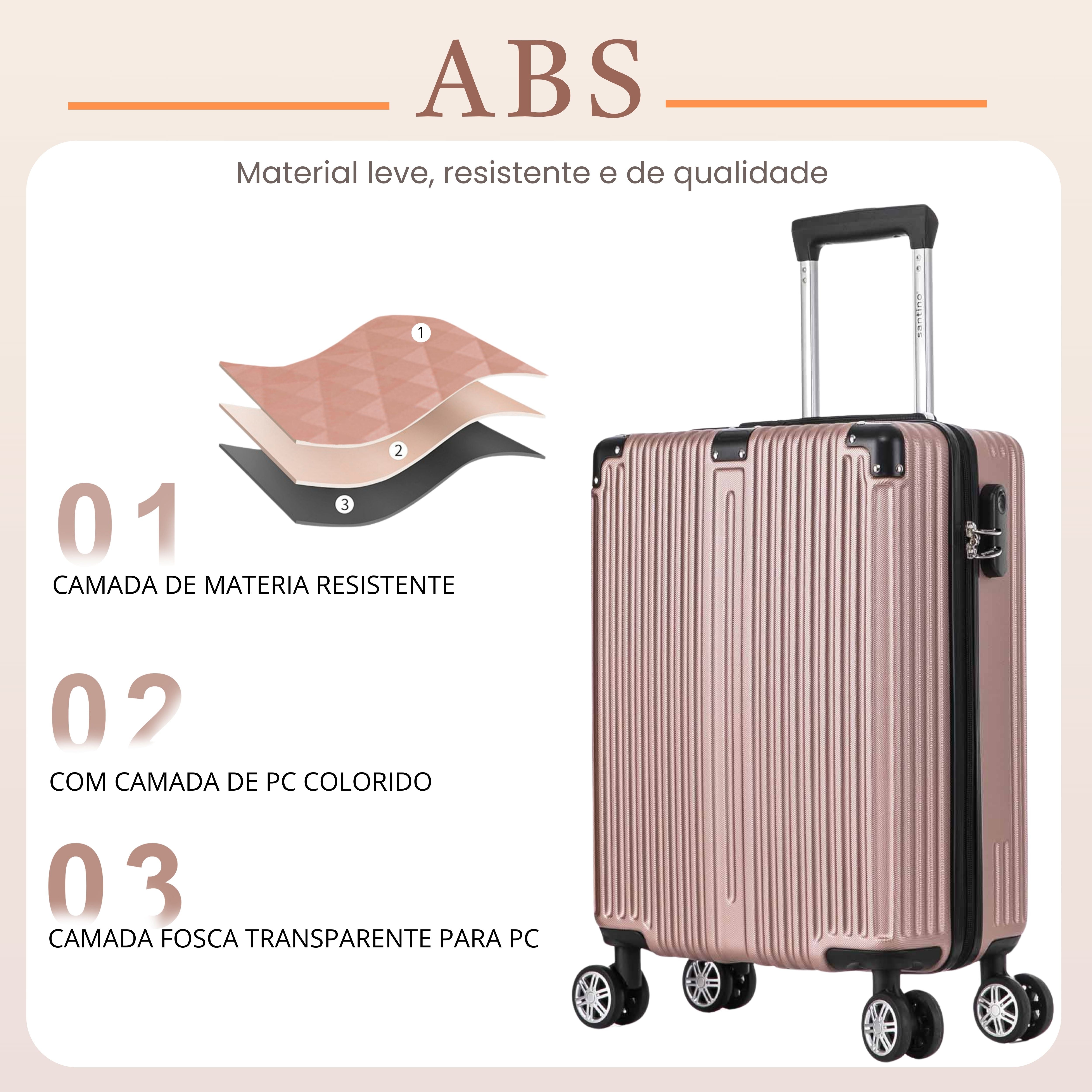 Santino AMZV204P Dublin Rigid Carry-On Suitcase with 4 Double Wheels