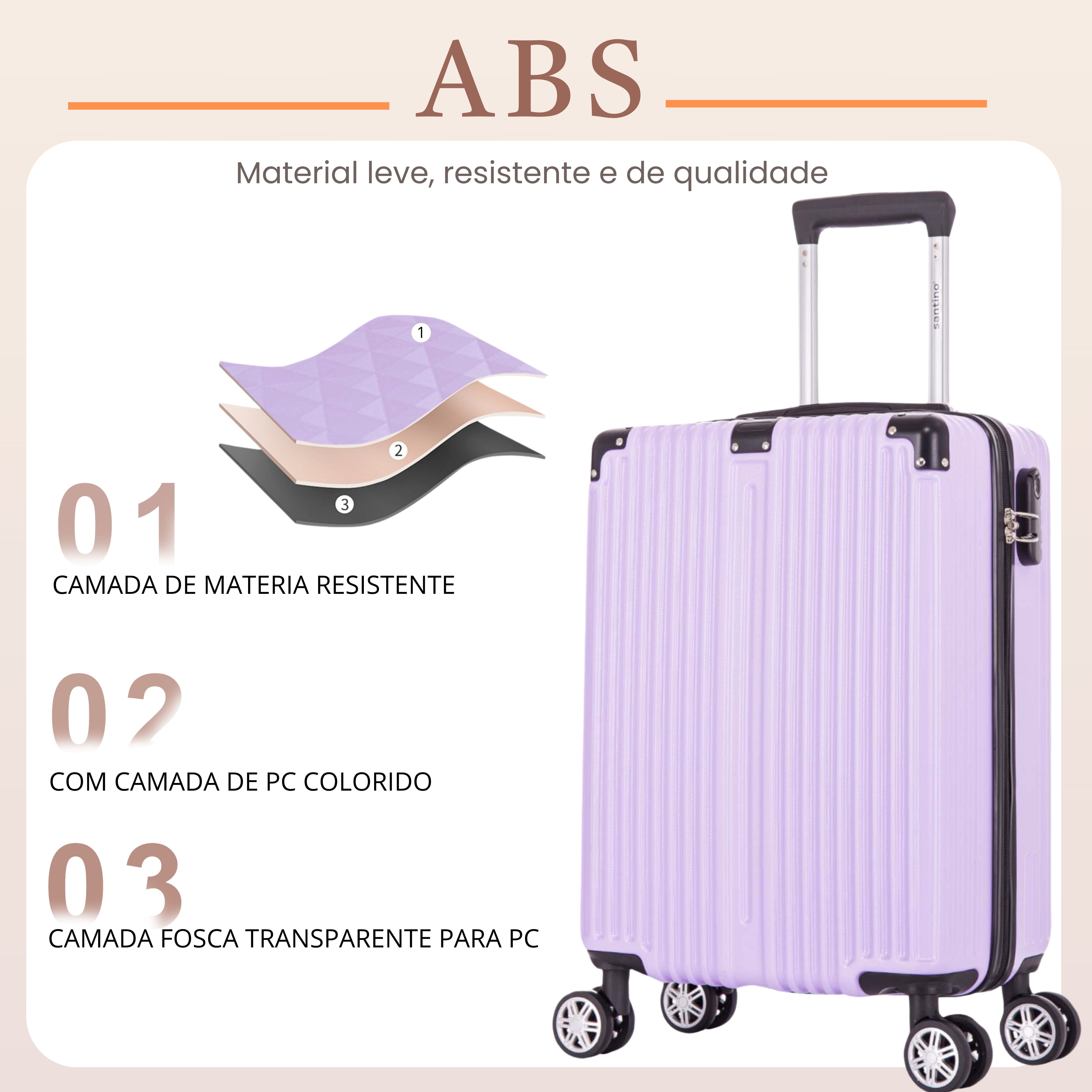 Santino AMZV204P Dublin Rigid Carry-On Suitcase with 4 Double Wheels