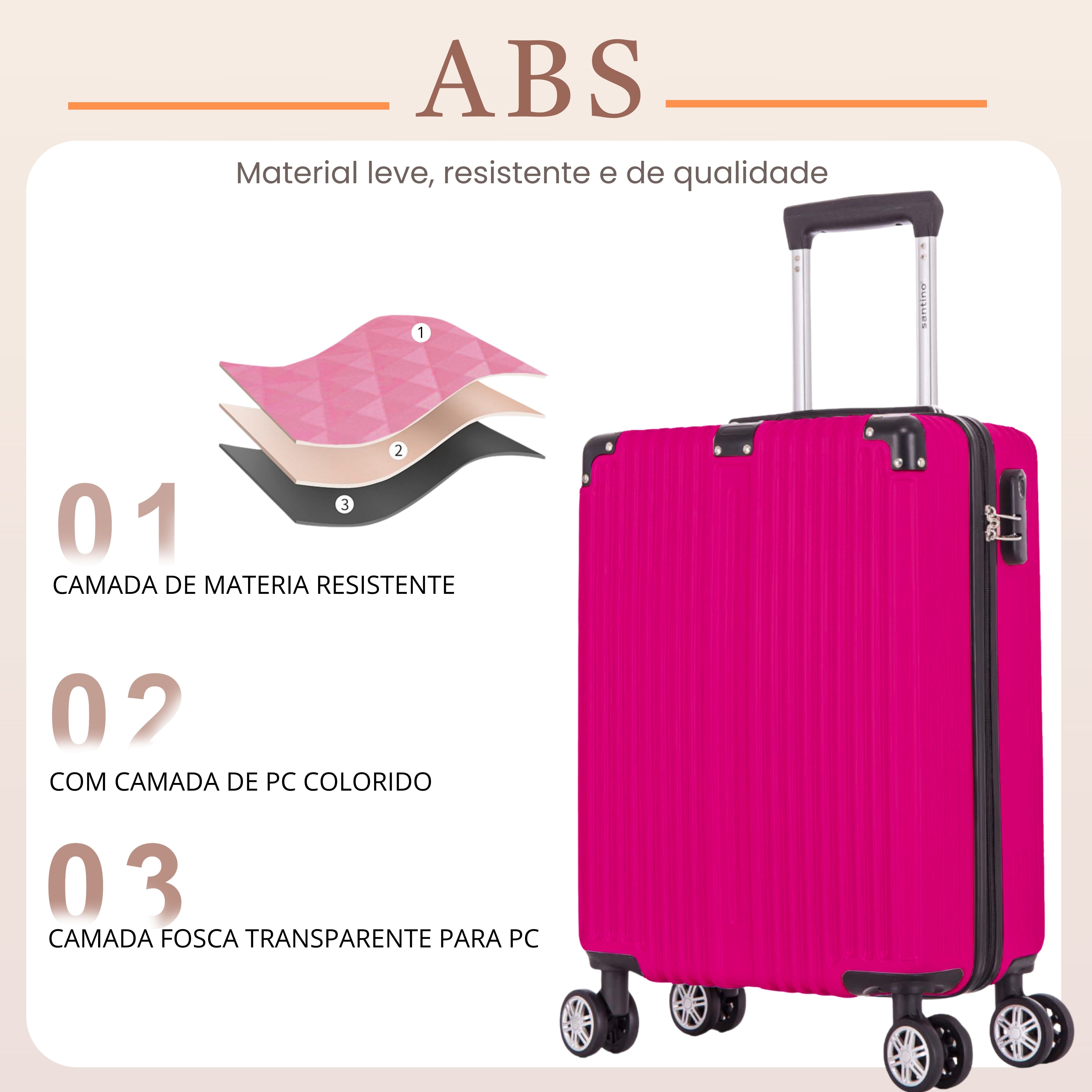 Santino AMZV204P Dublin Rigid Carry-On Suitcase with 4 Double Wheels