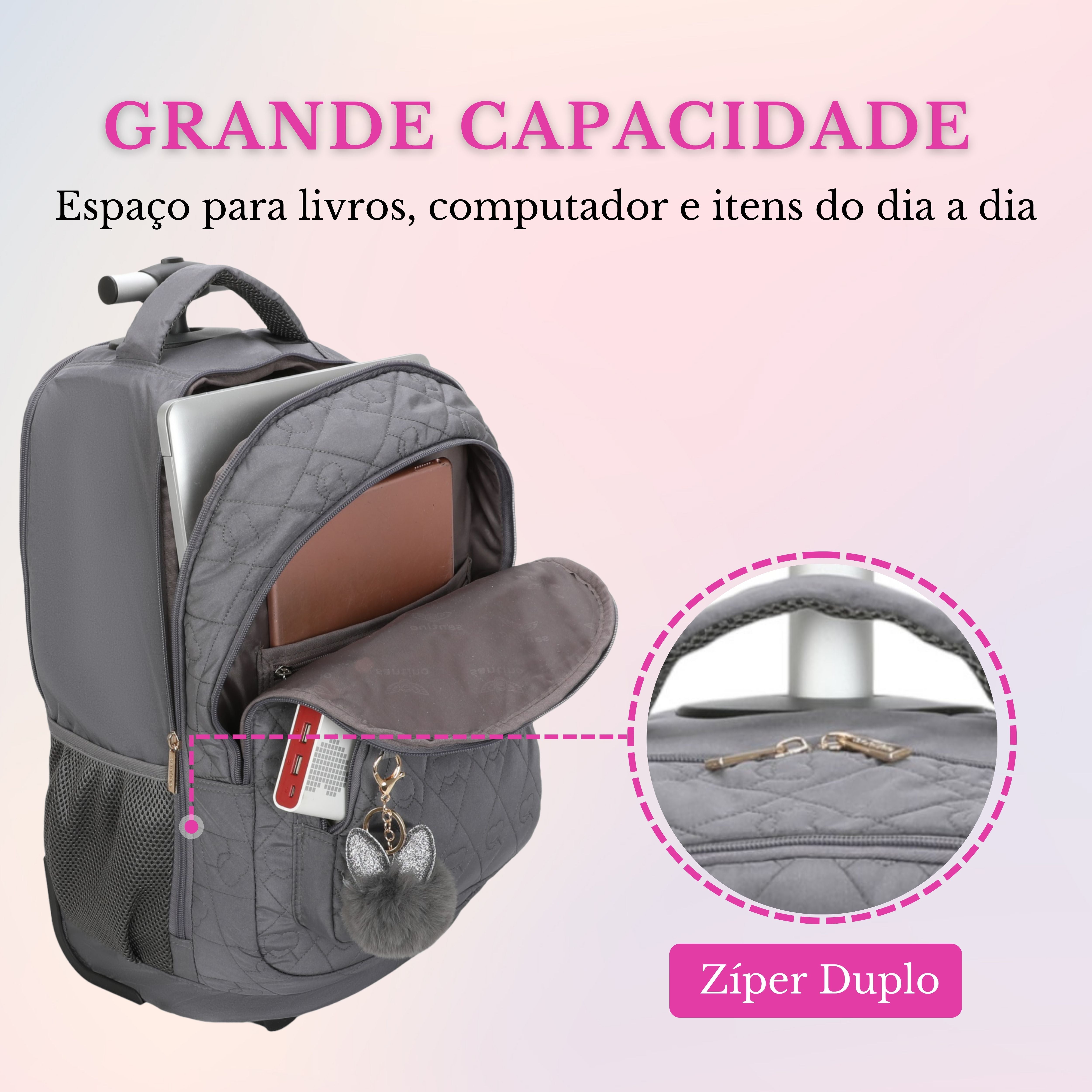 Mochila Notebook Cairo Com Rodas Santino SAC200U Cinza