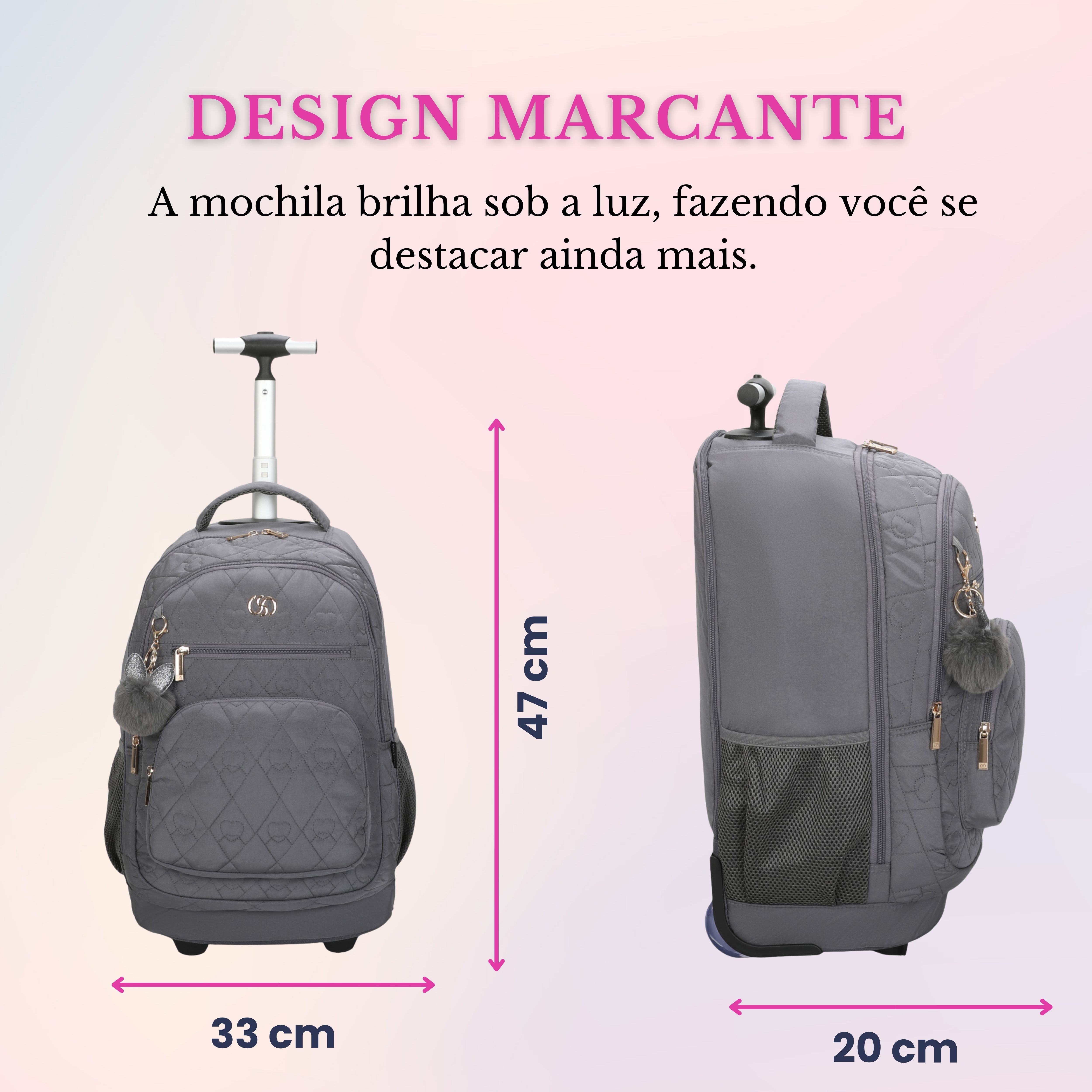 Mochila Notebook Cairo Com Rodas Santino SAC200U Cinza