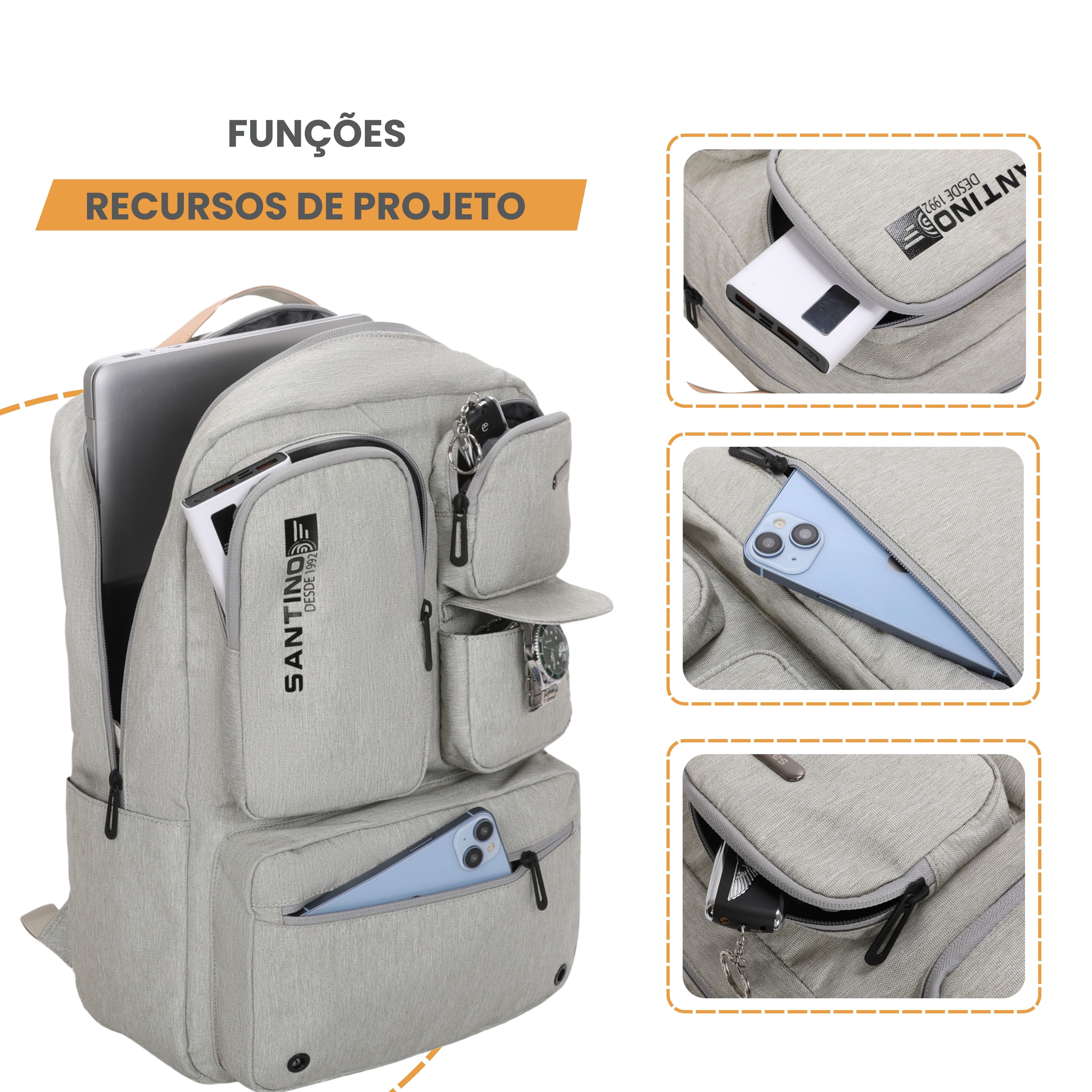 Pop Organizer Notebook Backpack by Santino Polyester Gray