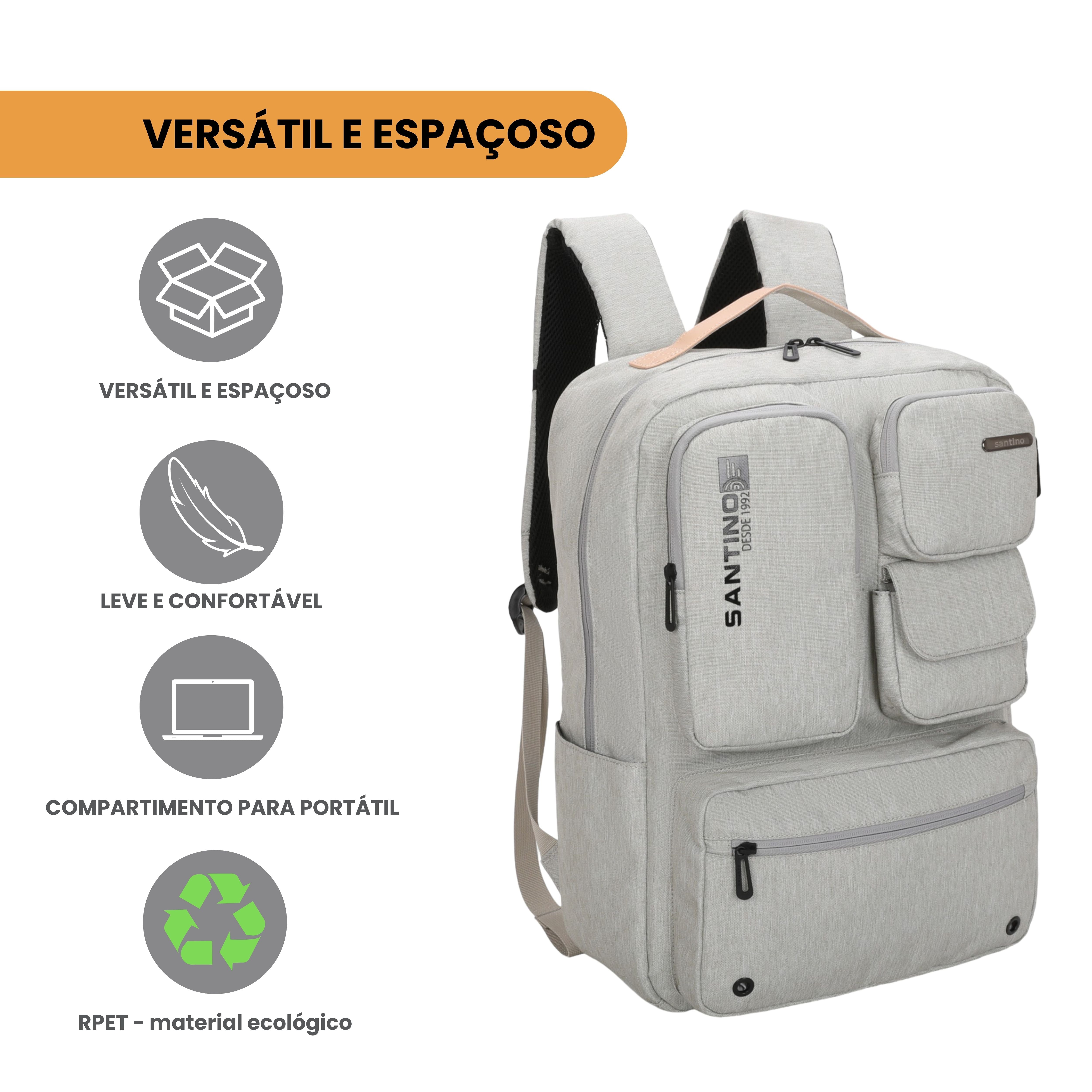 Pop Organizer Notebook Backpack by Santino Polyester Gray