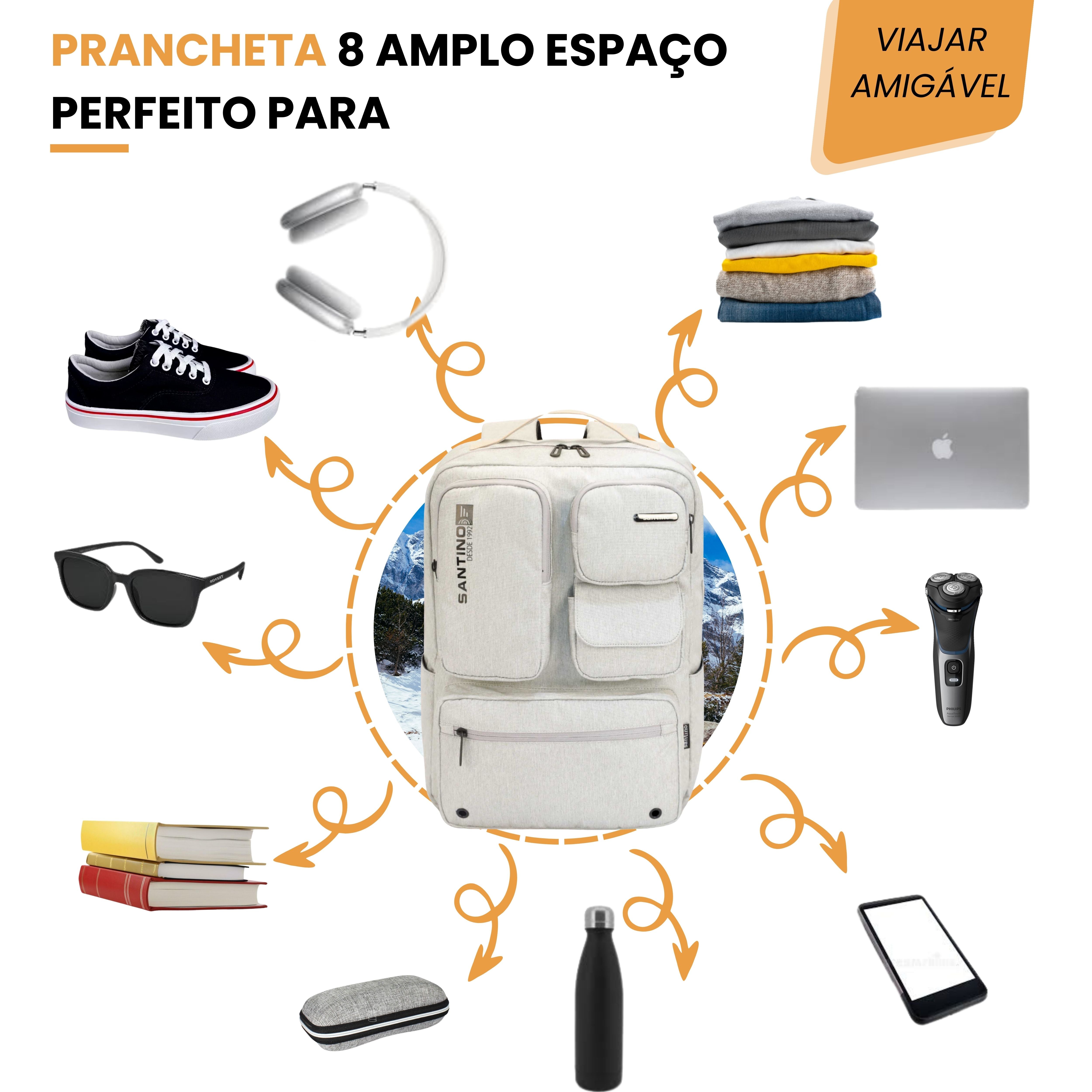 Pop Organizer Notebook Backpack by Santino Polyester Gray