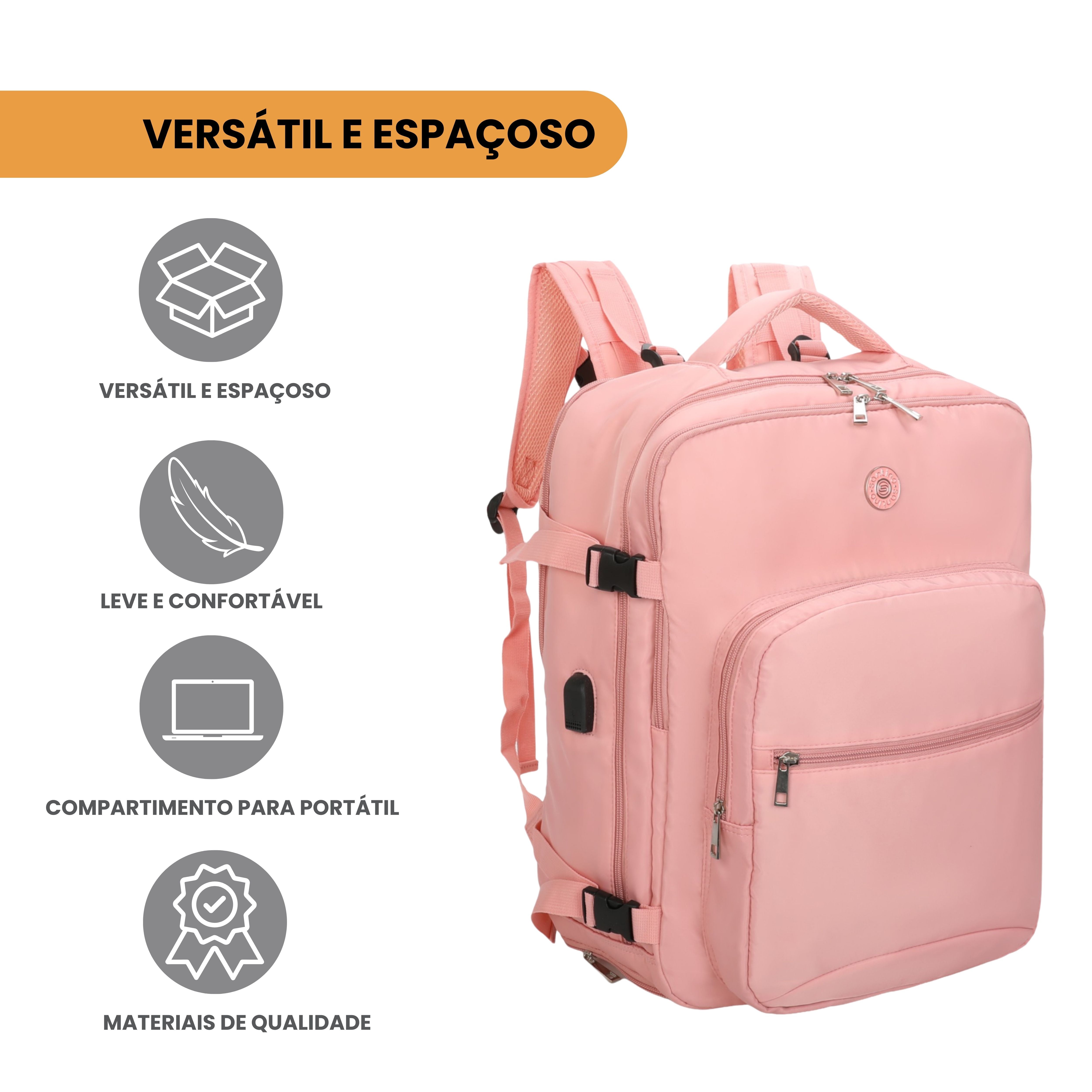 Oslo Pol Santino Laptop Backpack - SAN405U Light Pink