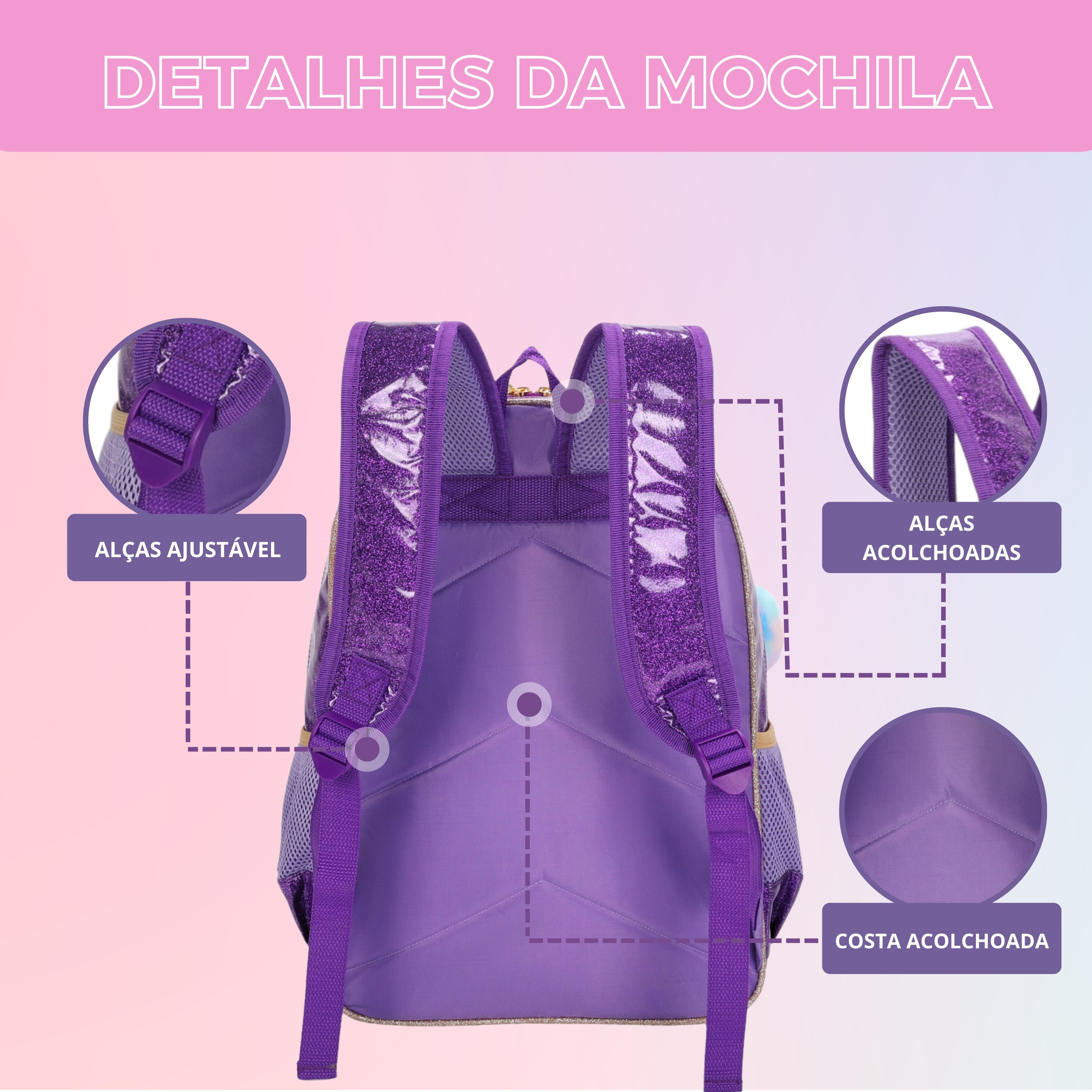 Mochila Infantil Sweet Girl Makeup by Santino Poliéster SGM24U Lílas