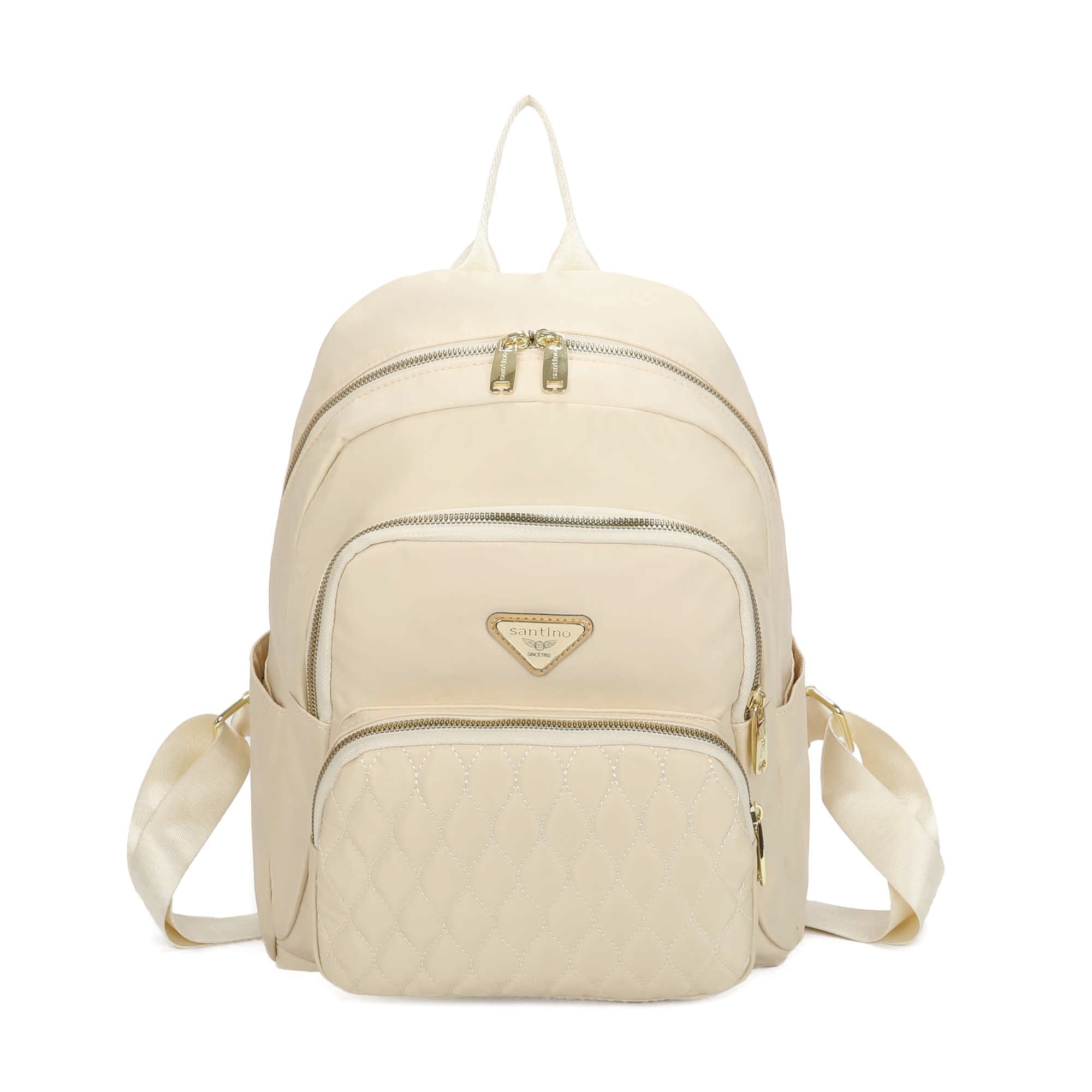 Amarílis Nylon Santino Beige Backpack Bag SAB412U06