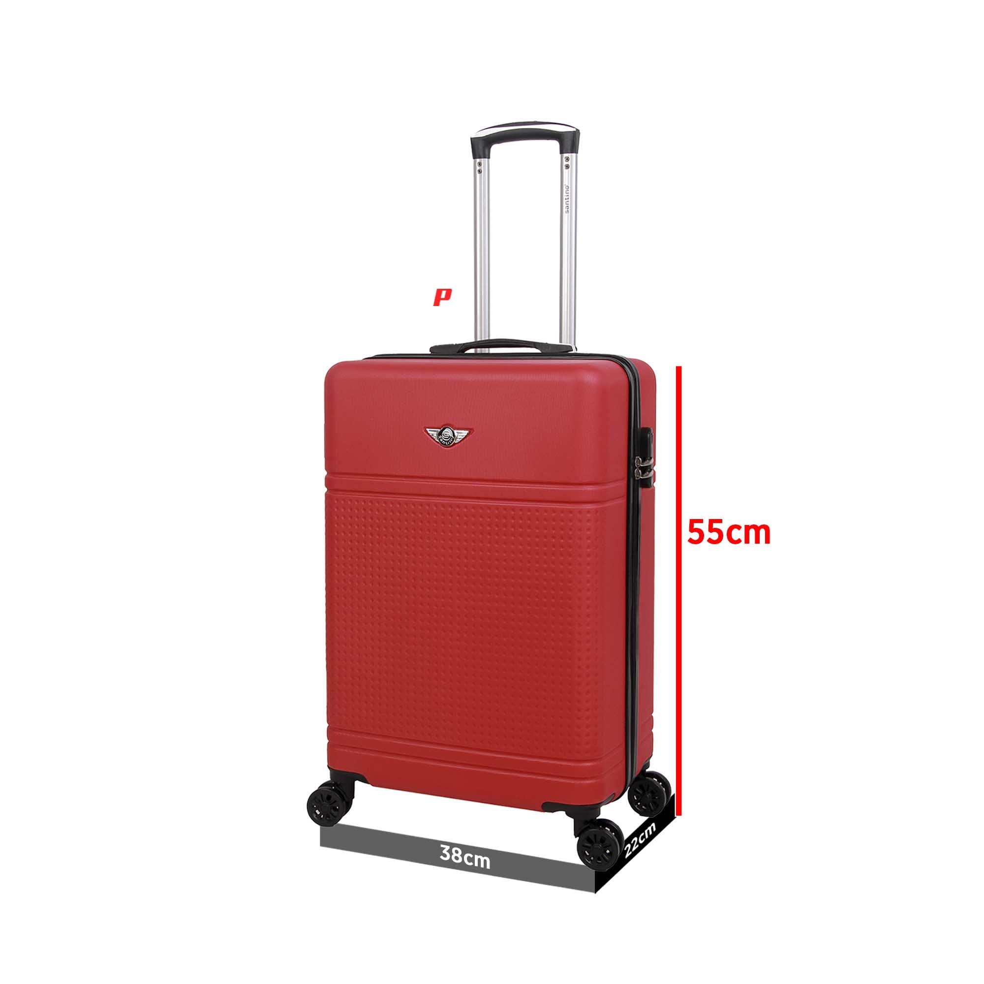 Santino AMZV204P Dublin Rigid Carry-On Suitcase with 4 Double Wheels