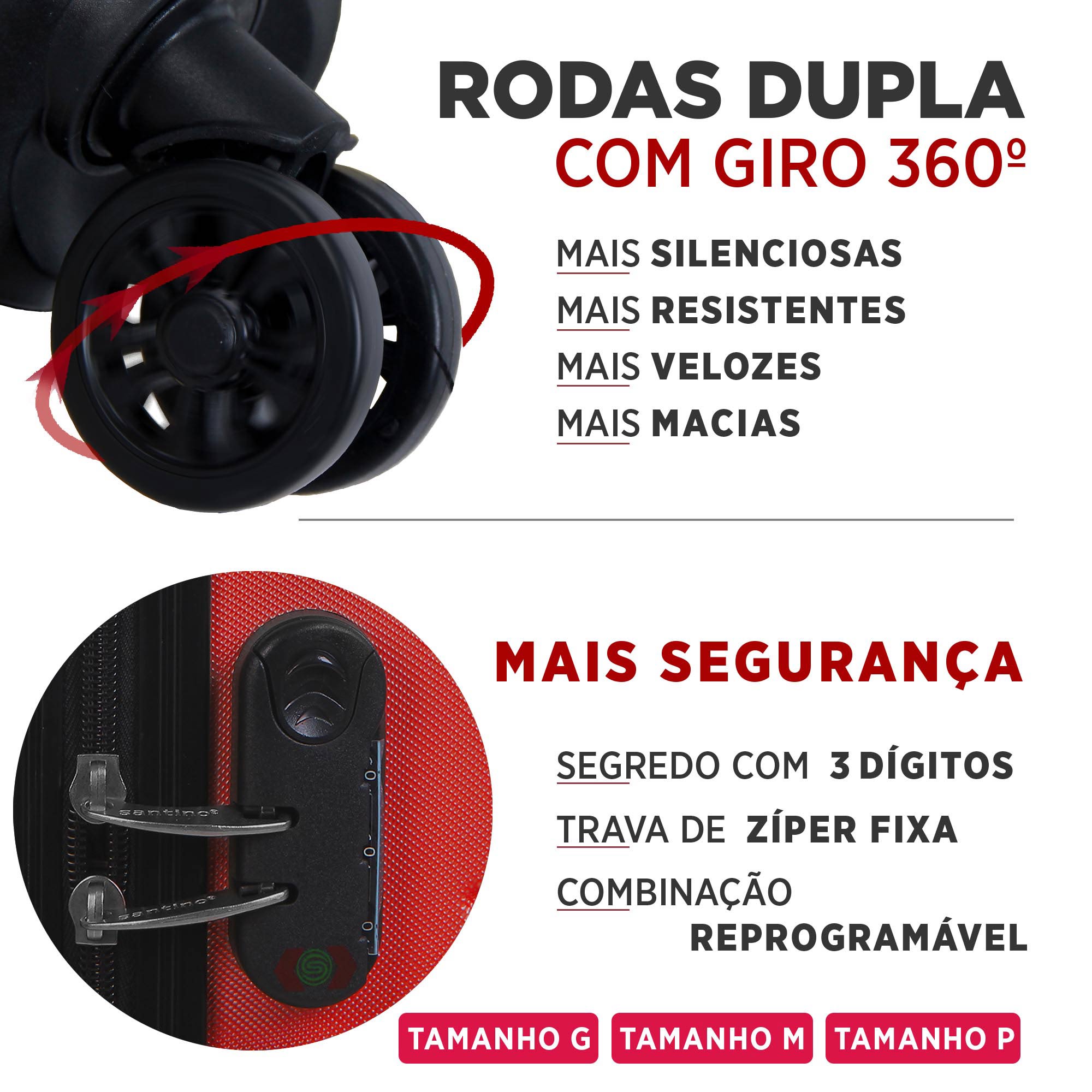 Santino AMZV204P Dublin Rigid Carry-On Suitcase with 4 Double Wheels