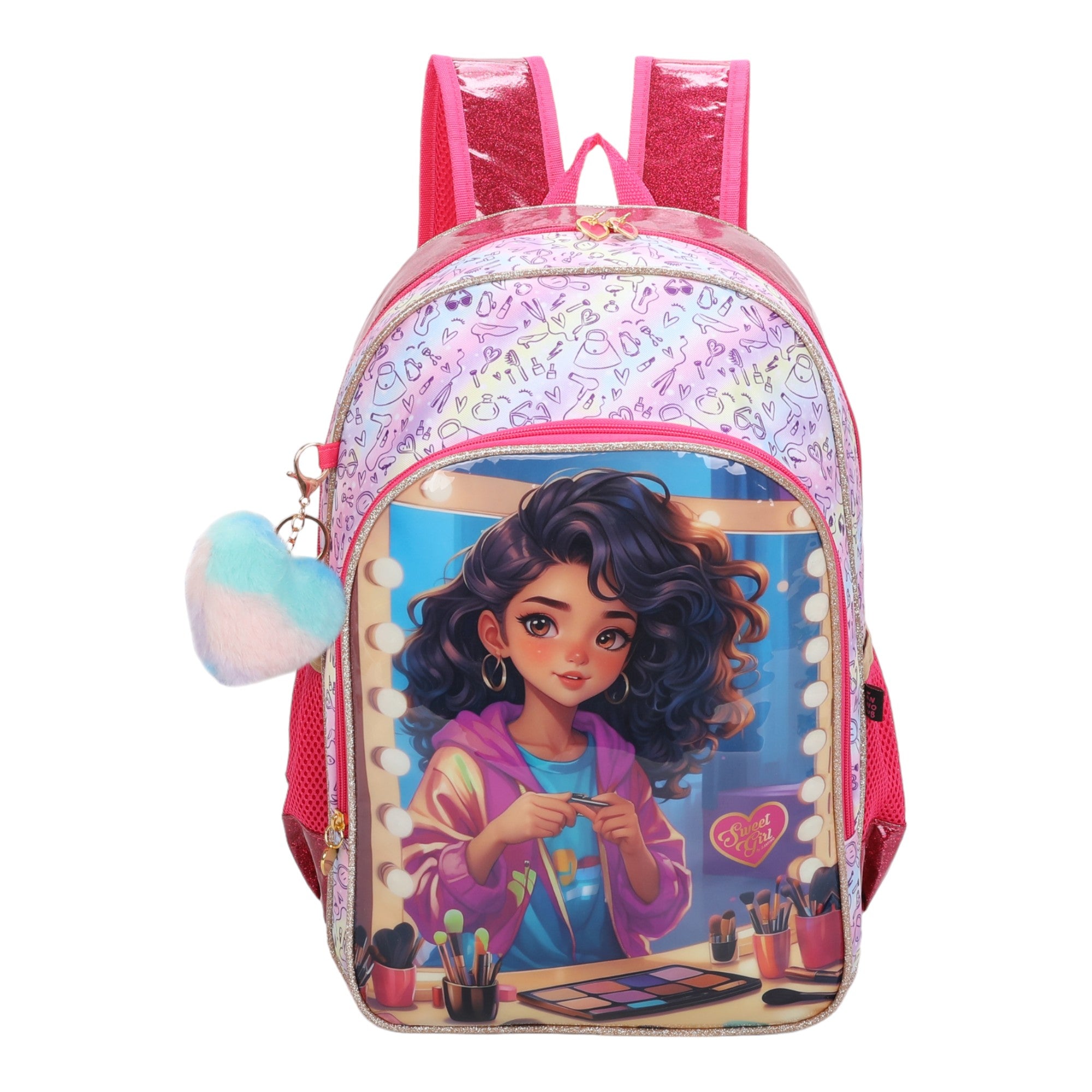 Mochila Infantil Sweet Girl Makeup by Santino Poliéster SGM24U Rosa