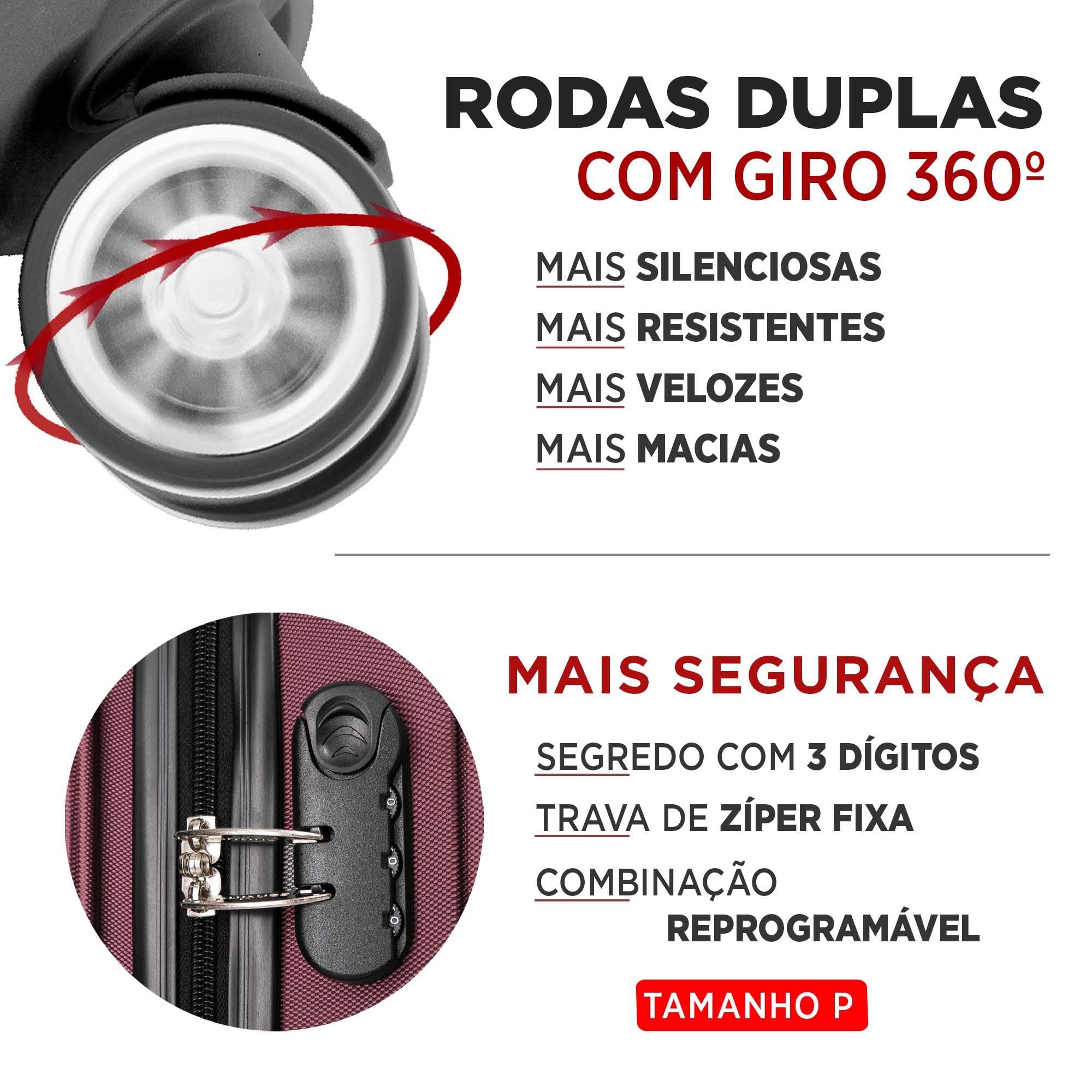 Santino AMZV204P Dublin Rigid Carry-On Suitcase with 4 Double Wheels