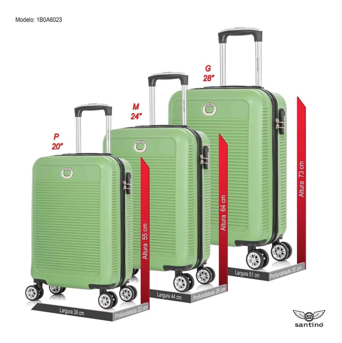 Santino 3-Piece Pisa Rigid 360° Luggage Set - MZV183J