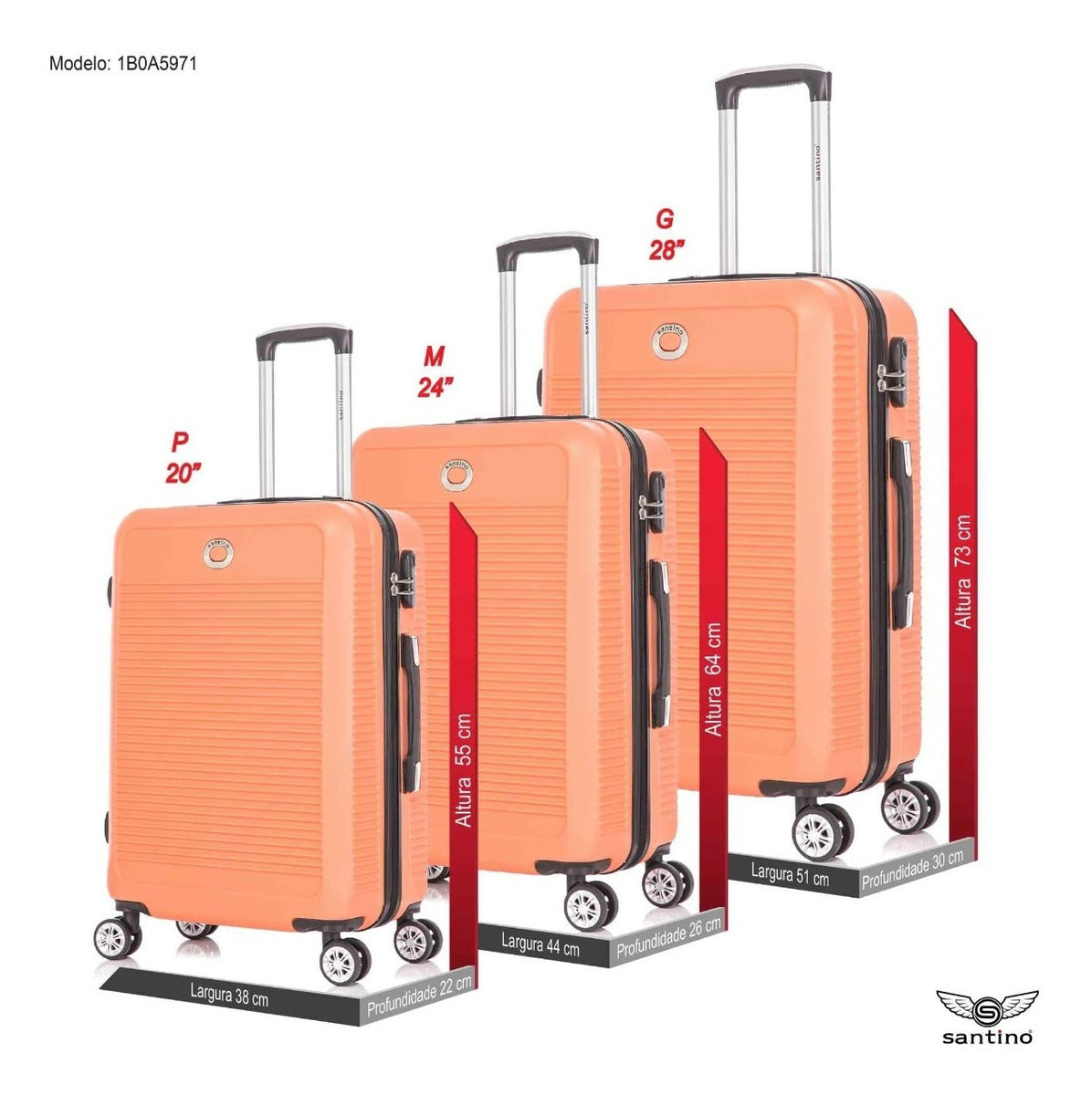 Santino 3-Piece Pisa Rigid 360° Luggage Set - MZV183J