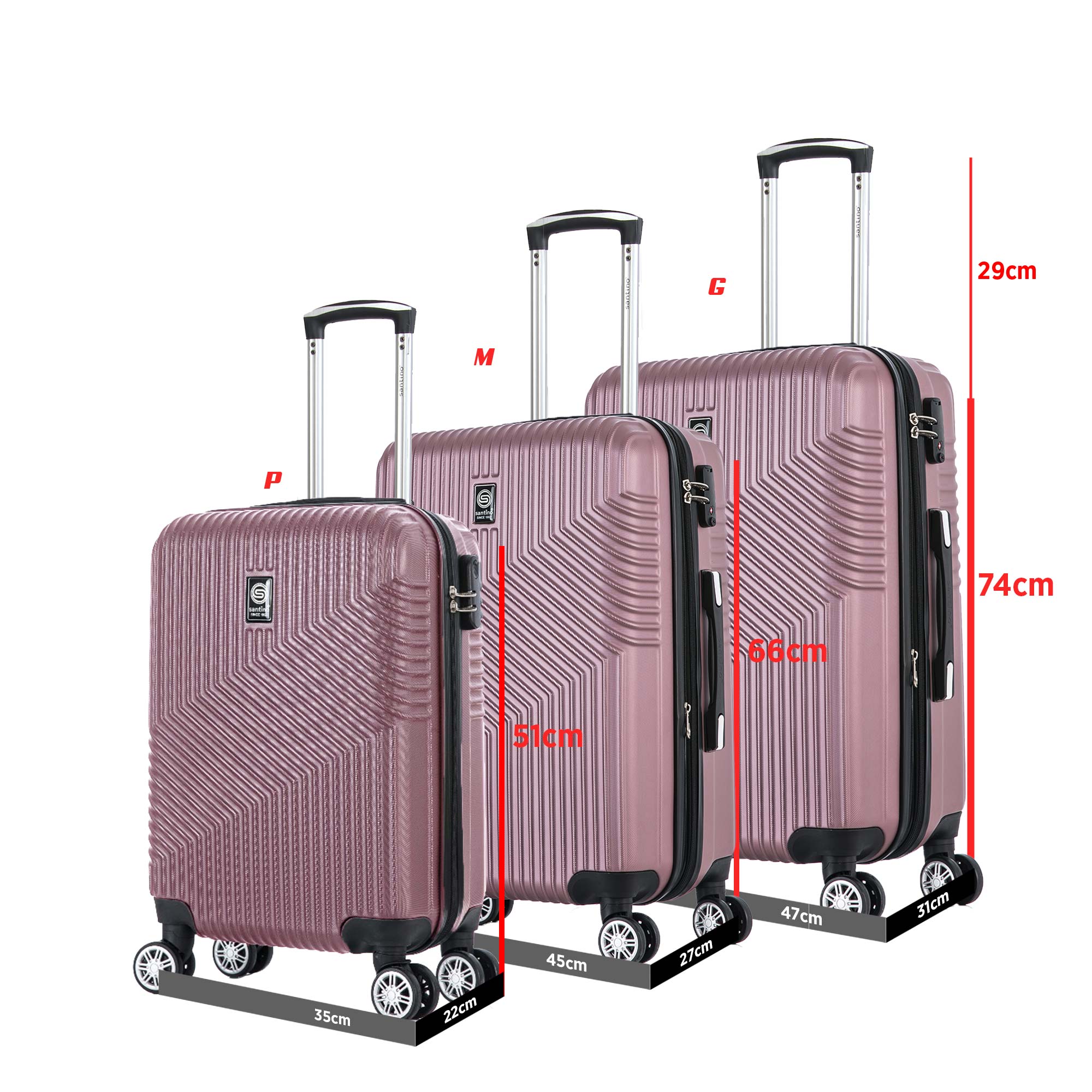 Santino Geometric 3-Piece Rigid 360° Luggage Set - SAV7003J