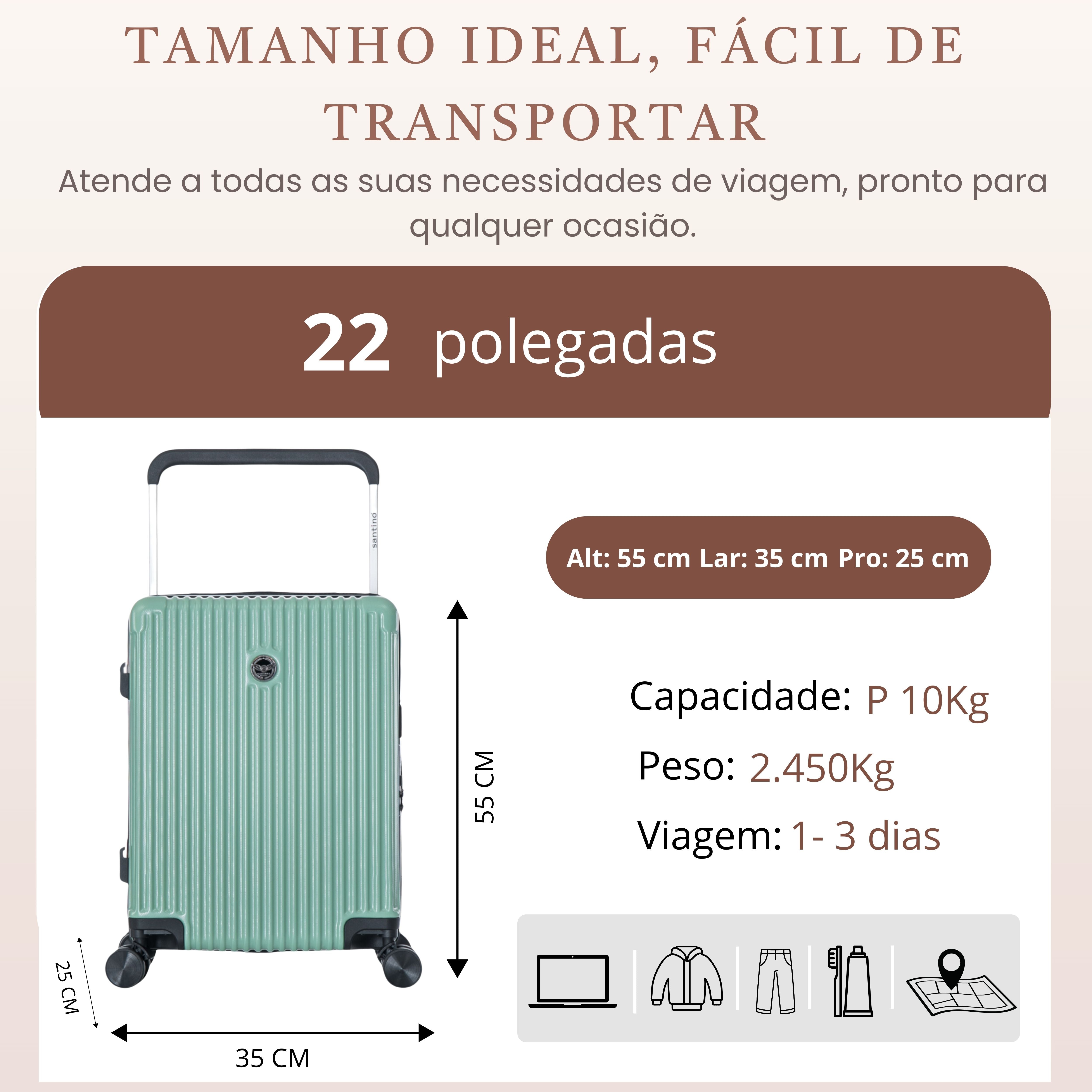Cronos Rigid 360° Santino Suitcase - ABEV701P - Pistachio