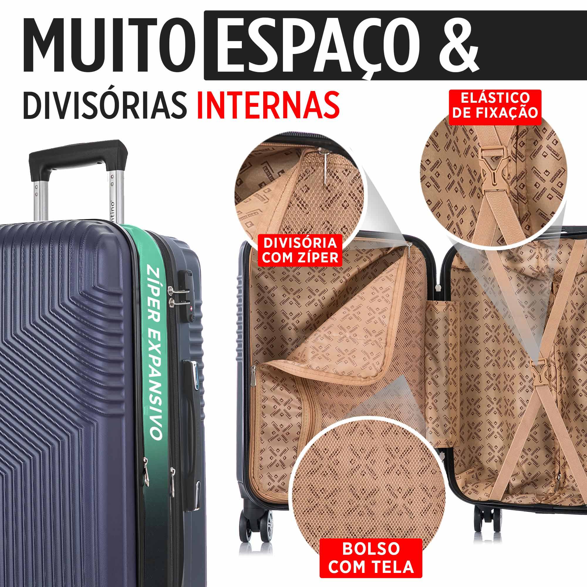 Santino Geometric 3-Piece Rigid 360° Luggage Set - SAV7003J