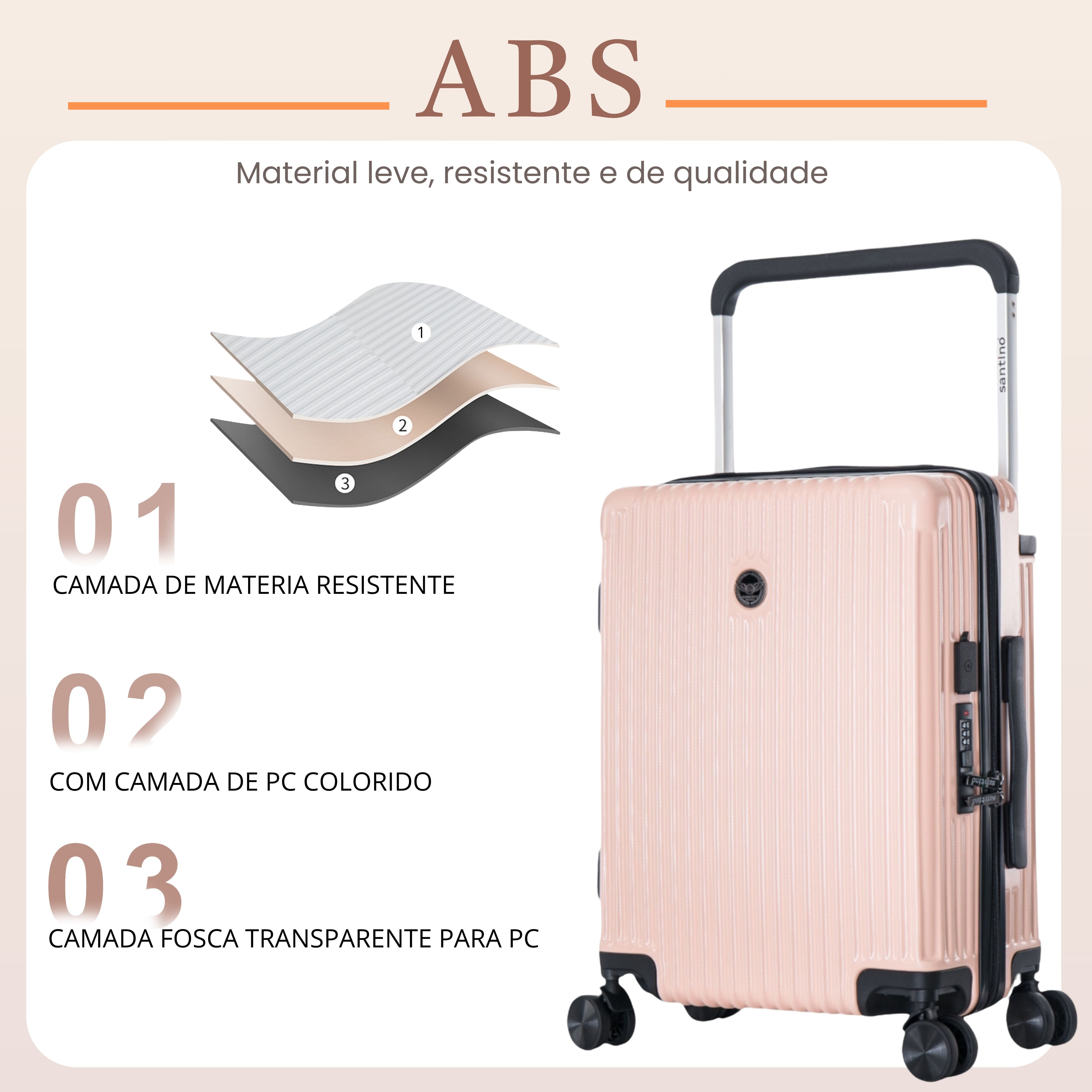 Cronos Rigid 360° Santino Carry-On Suitcase - ABEV701P - Salmon