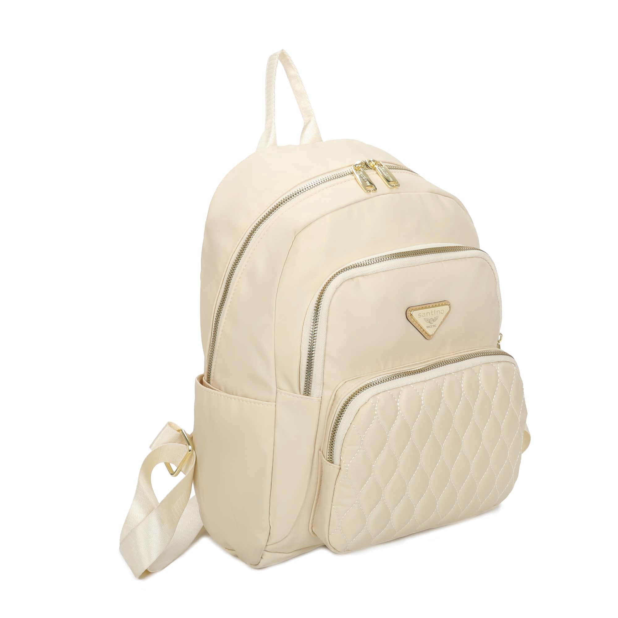 Amarílis Nylon Santino Beige Backpack Bag SAB412U06