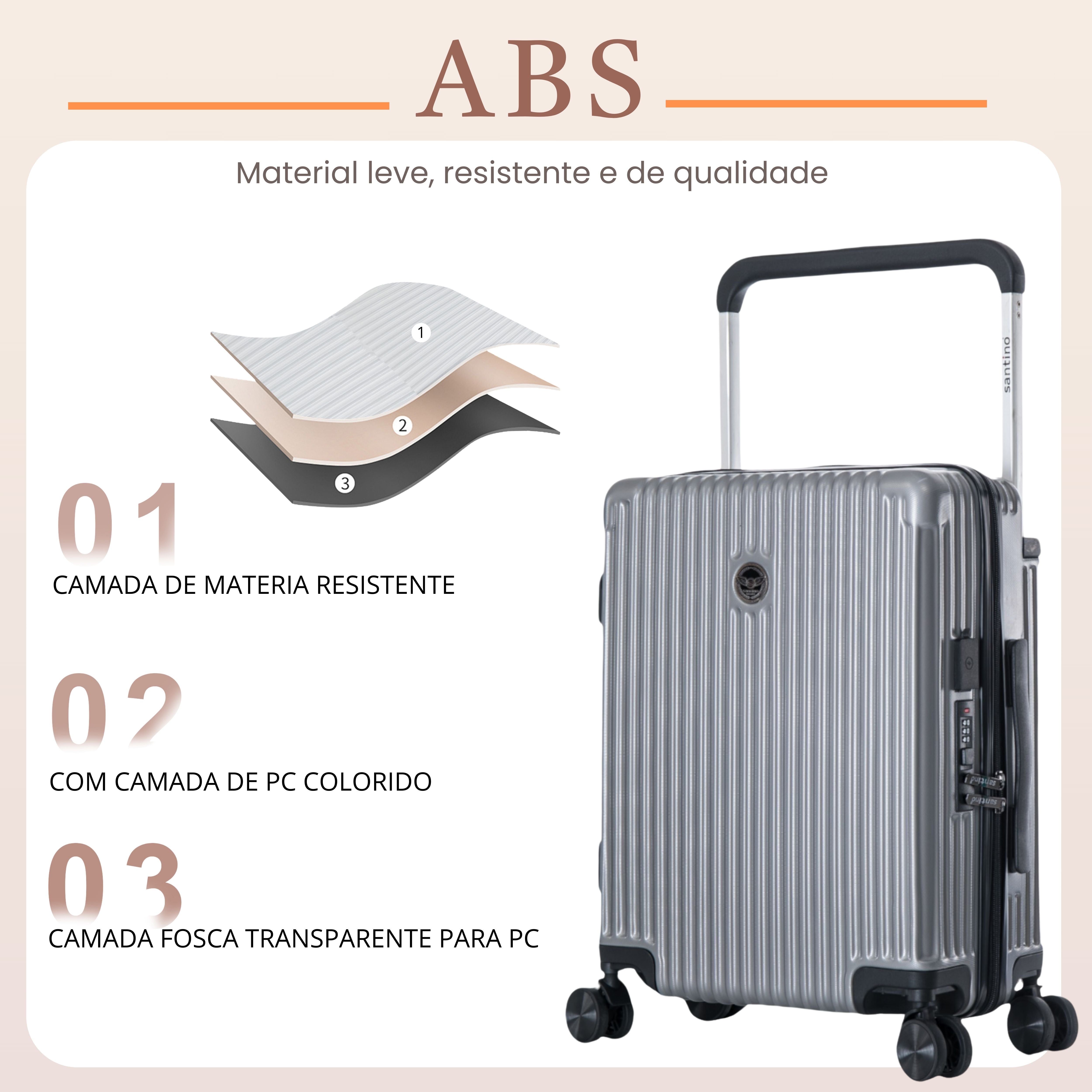 Cronos Rigid 360° Santino Carry-On Suitcase - ABEV701P - Grey
