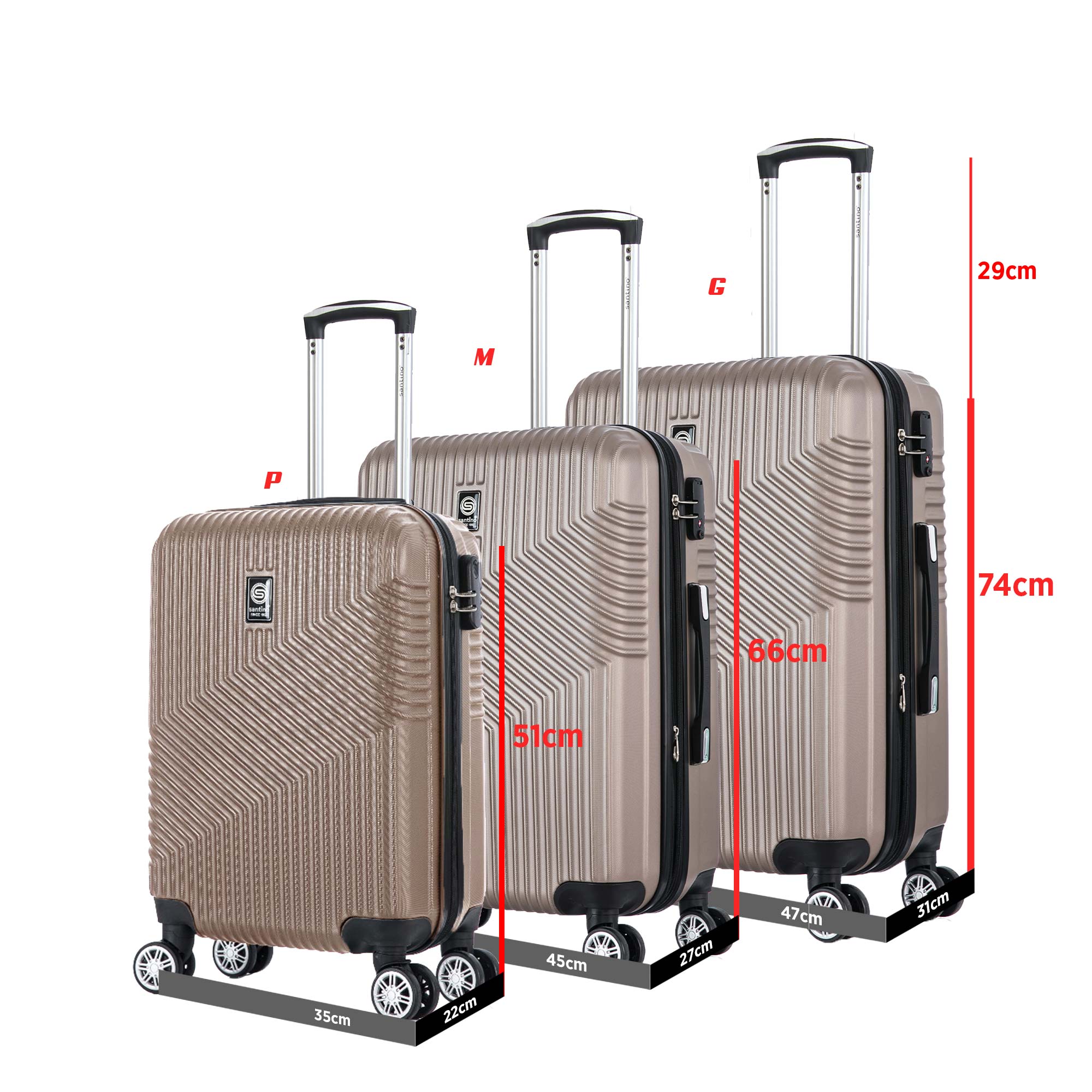 Santino Geometric 3-Piece Rigid 360° Luggage Set - SAV7003J