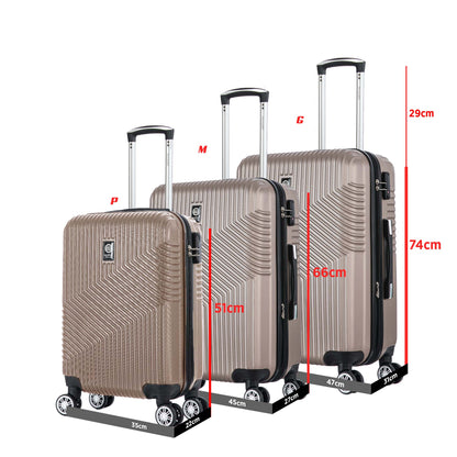 Santino Geometric 3-Piece Rigid 360° Luggage Set - SAV7003J