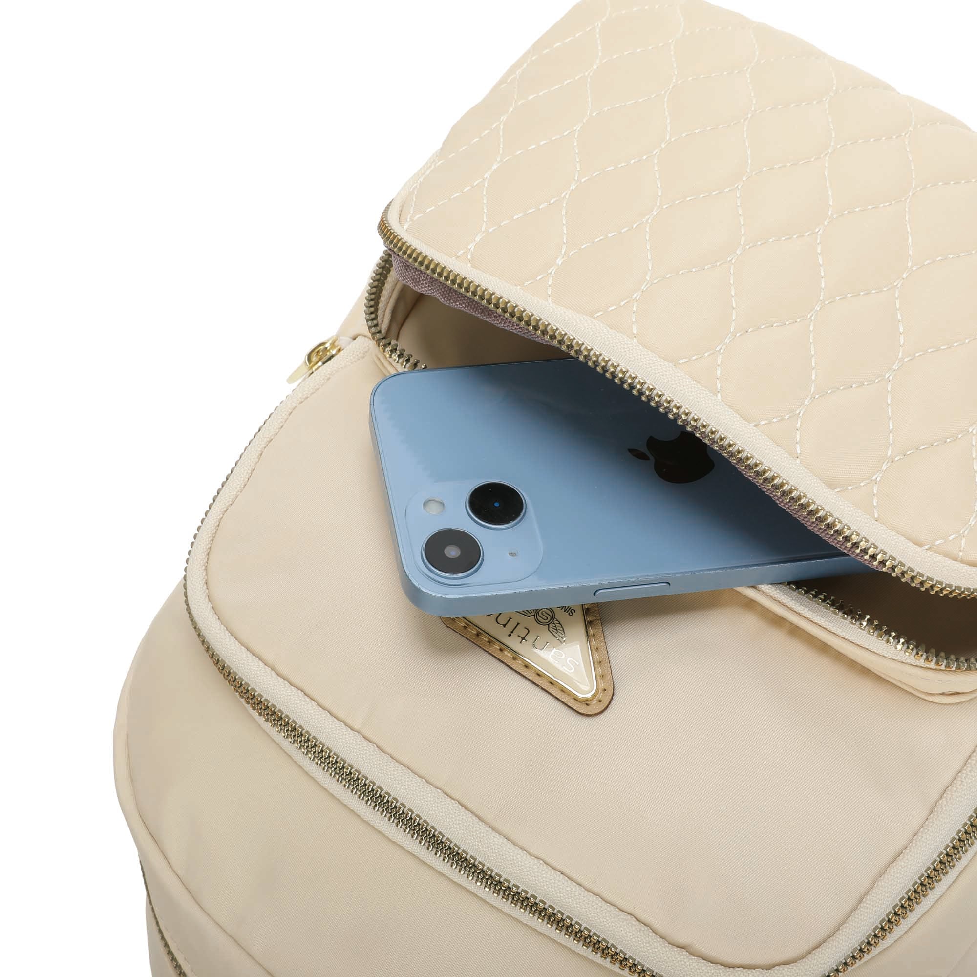 Amarílis Nylon Santino Beige Backpack Bag SAB412U06