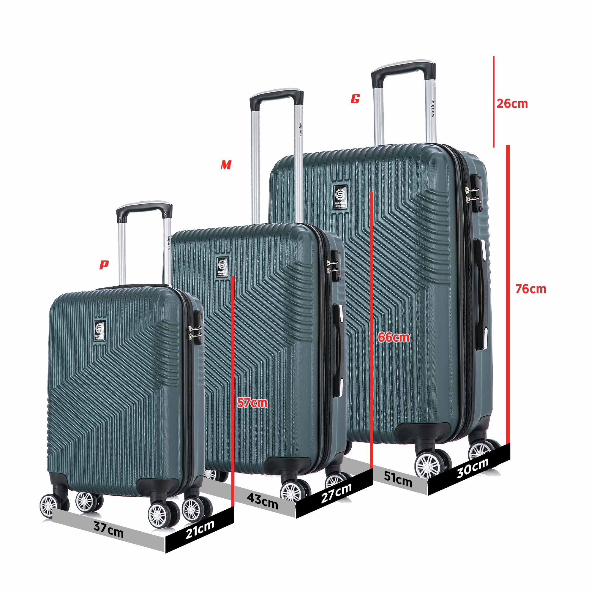 Santino Geometric 3-Piece Rigid 360° Luggage Set - SAV7003J