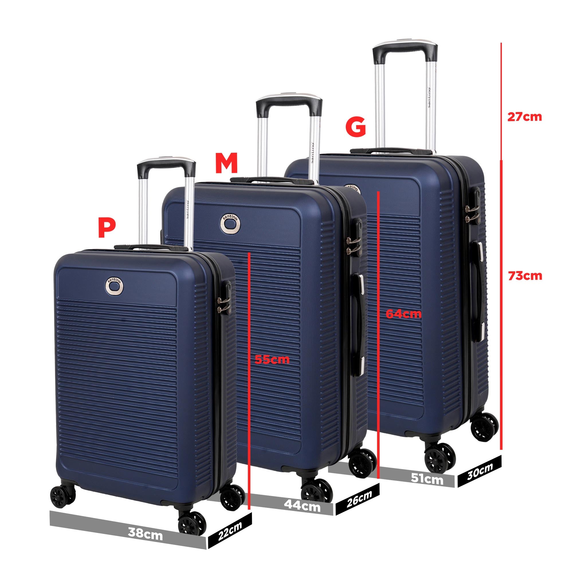 Santino 3-Piece Pisa Rigid 360° Luggage Set - MZV183J