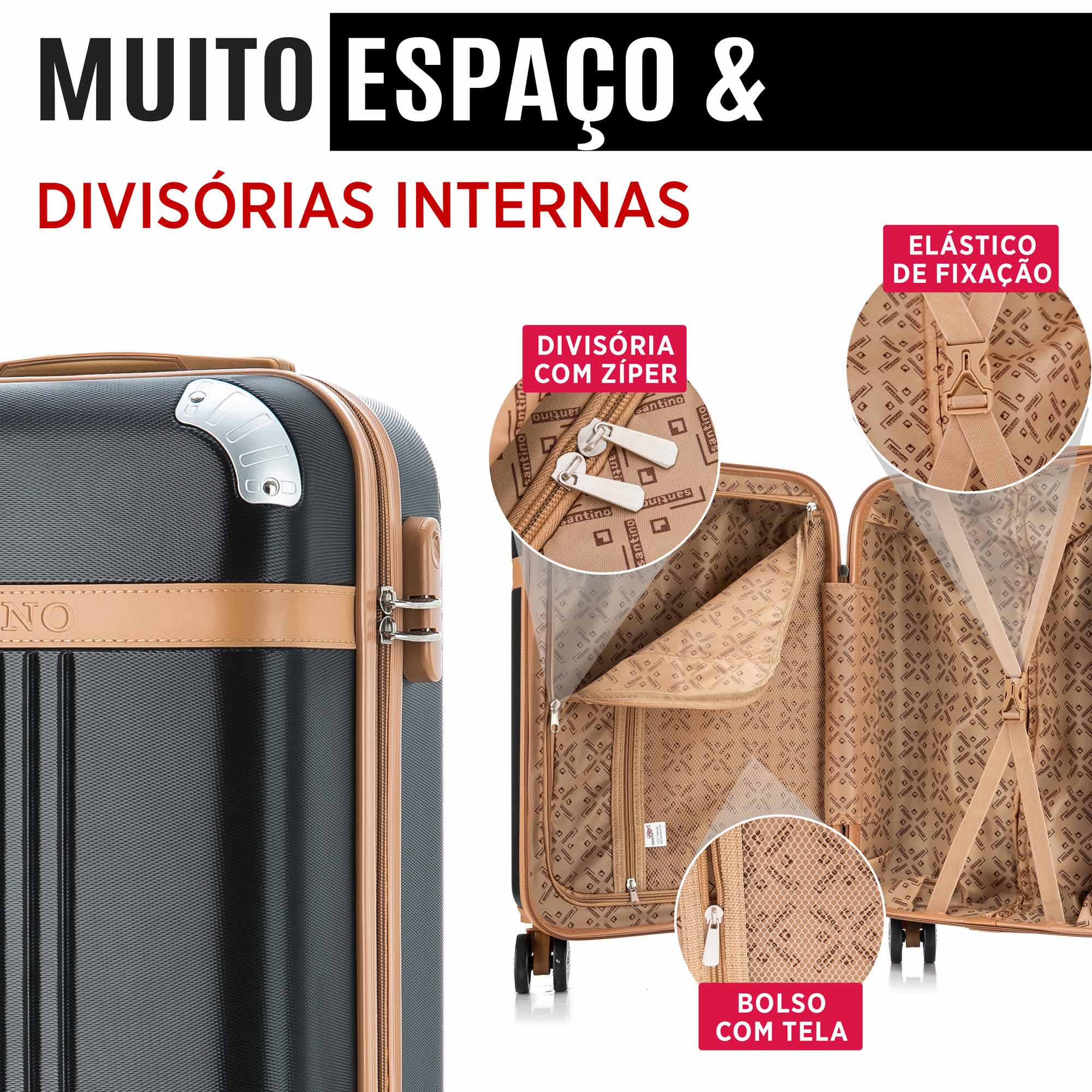 Santino Athena 3-Piece Rigid 360º Luggage Set - BGV182J