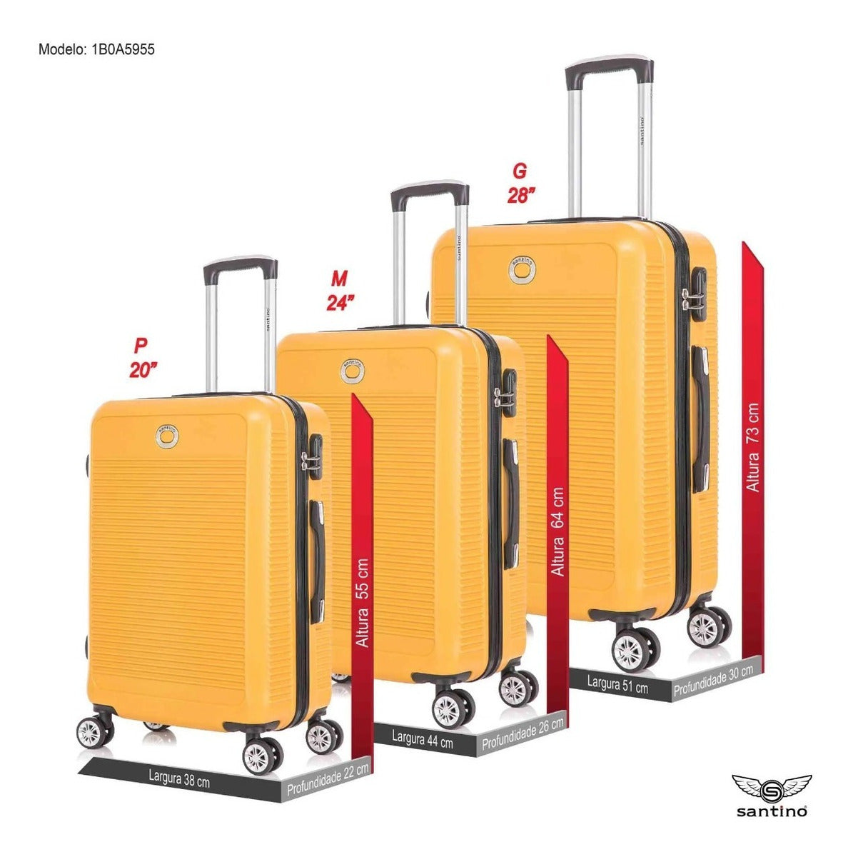 Santino 3-Piece Pisa Rigid 360° Luggage Set - MZV183J