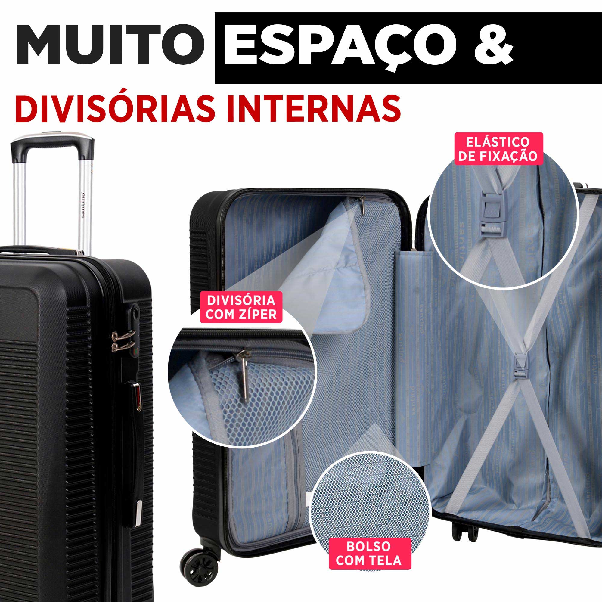 Santino 3-Piece Pisa Rigid 360° Luggage Set - MZV183J