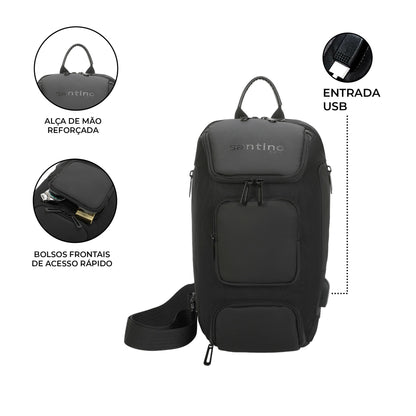 Quinn by Santino Oxford Black Crossbody Backpack SAN275U