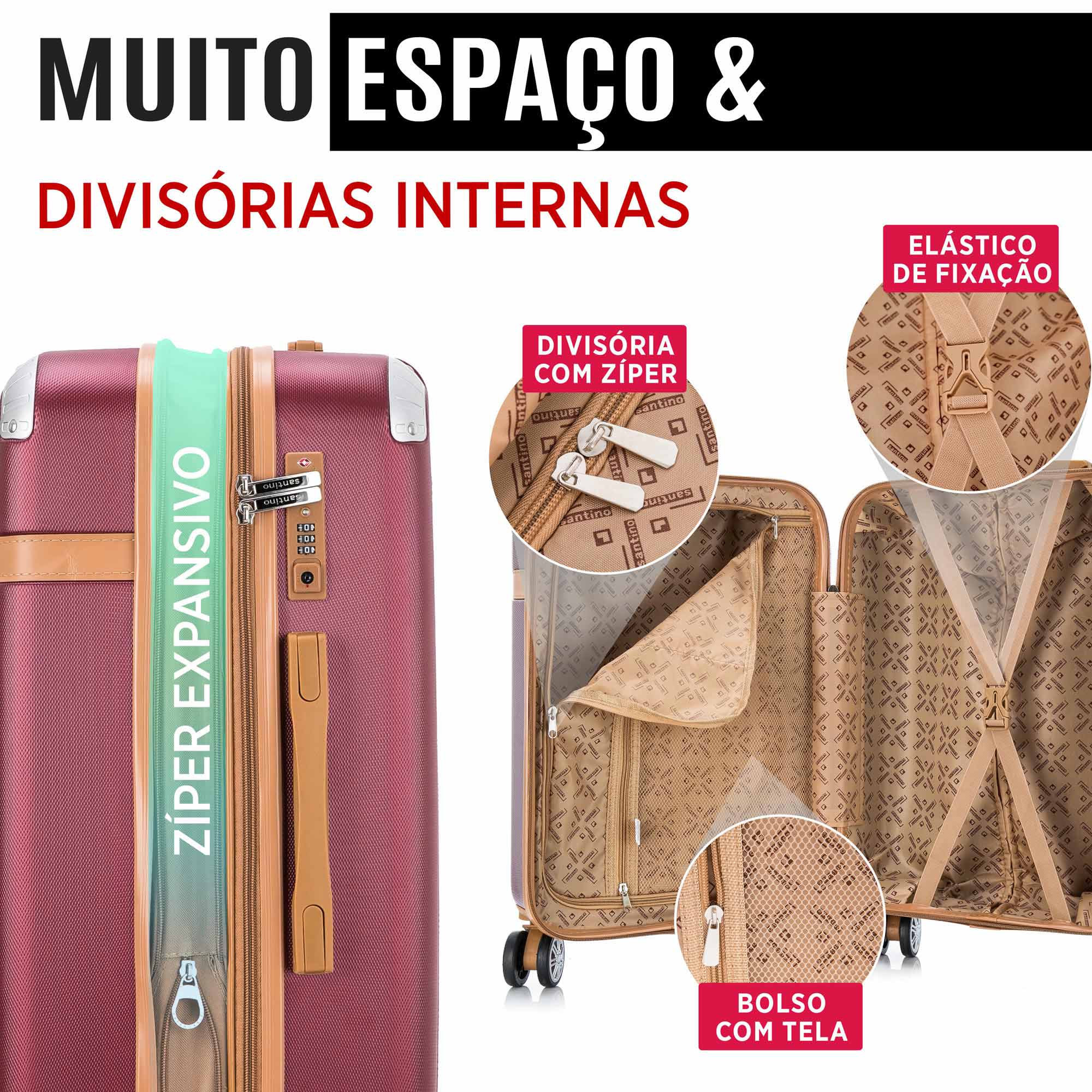 Santino Athena 3-Piece Rigid 360º Luggage Set - BGV182J