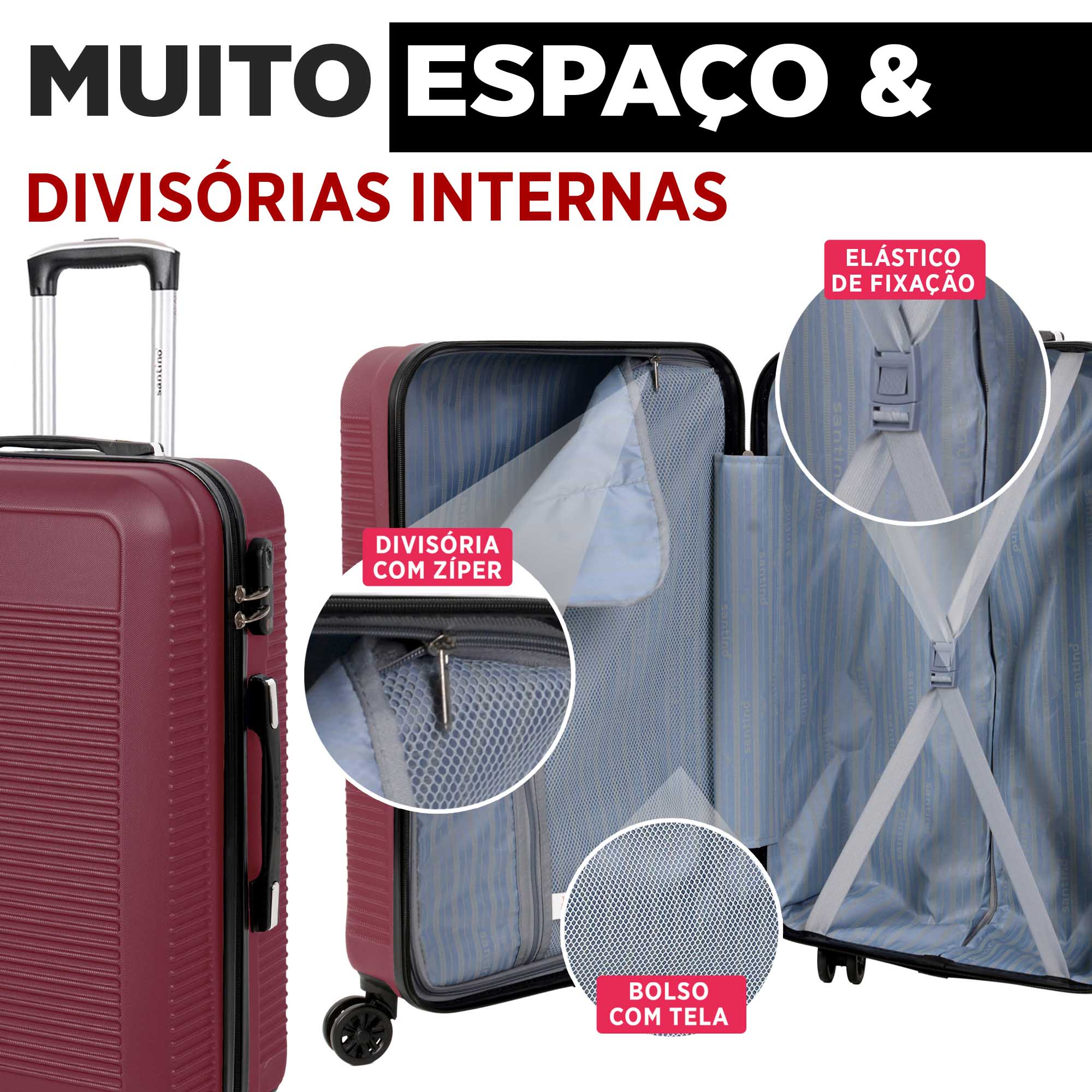 Santino 3-Piece Pisa Rigid 360° Luggage Set - MZV183J