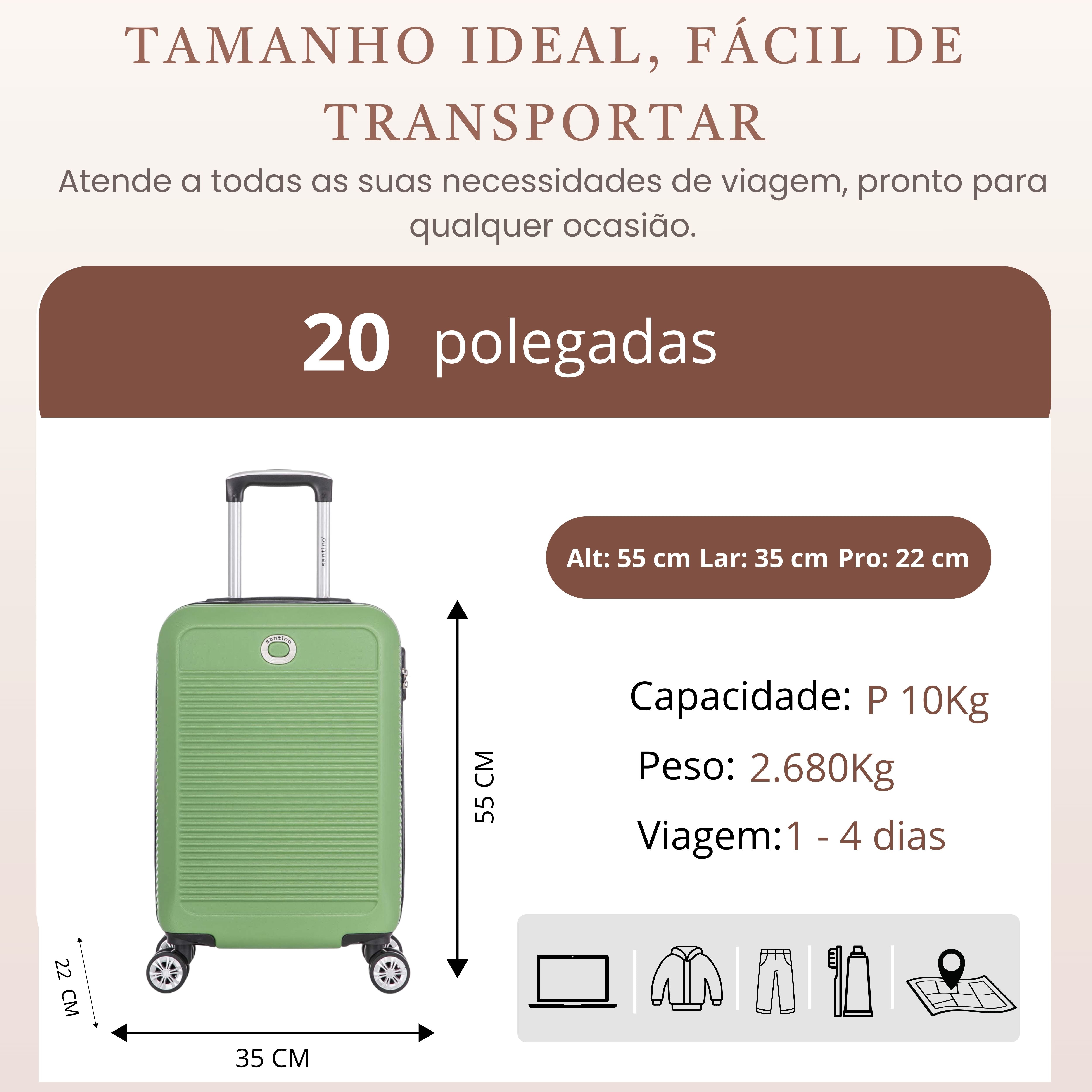 Santino P 4-Wheel 360º Rigid Carry-On Suitcase - AMZV183P