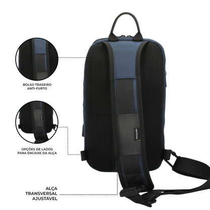 Quinn by Santino Oxford Crossbody Backpack Blue M SAN275U