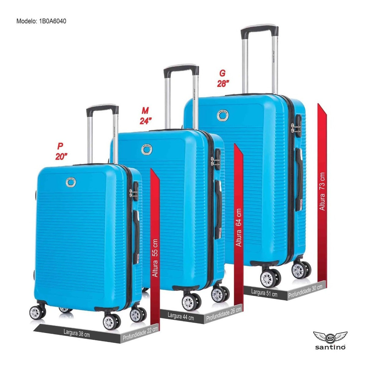 Santino 3-Piece Pisa Rigid 360° Luggage Set - MZV183J