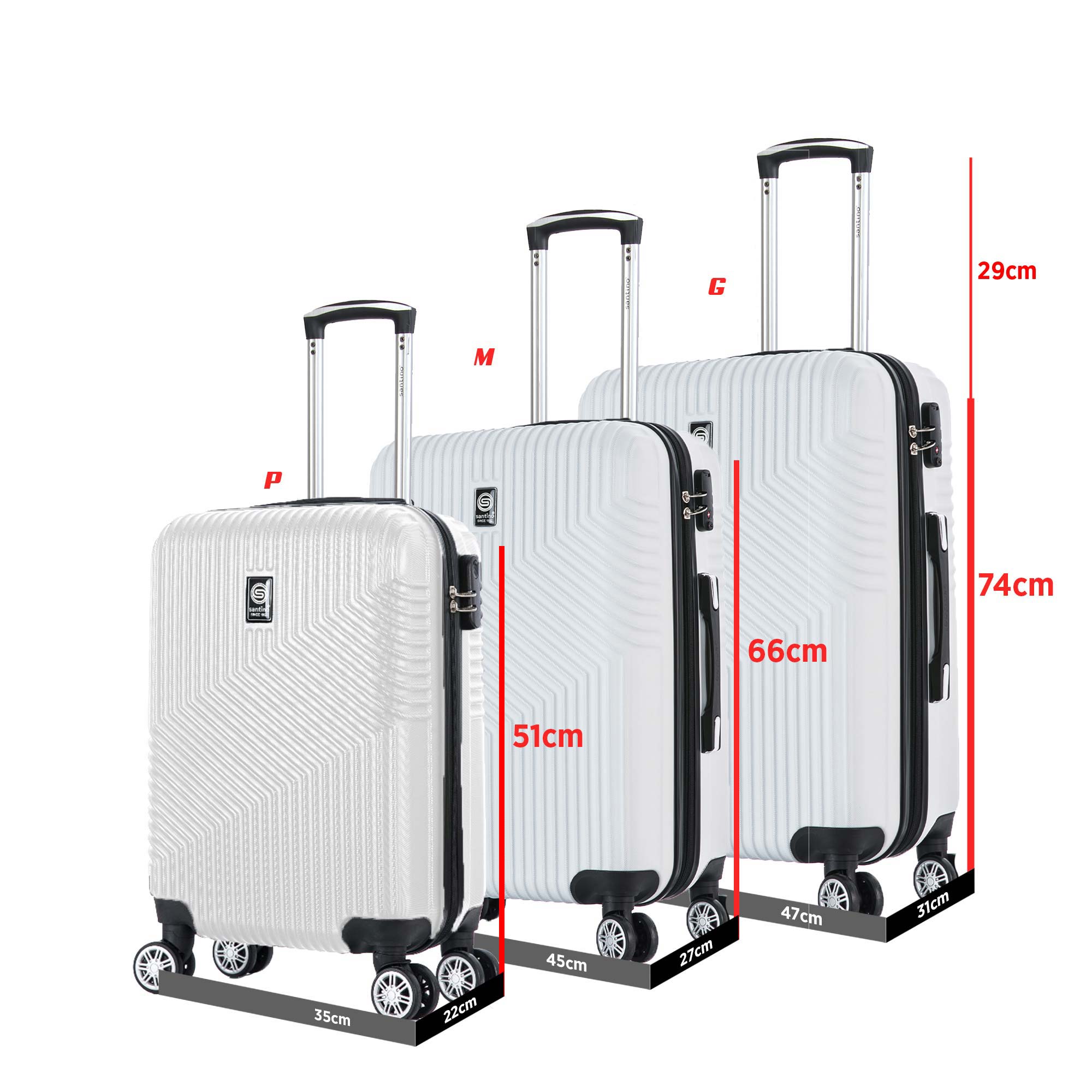 Santino Geometric 3-Piece Rigid 360° Luggage Set - SAV7003J